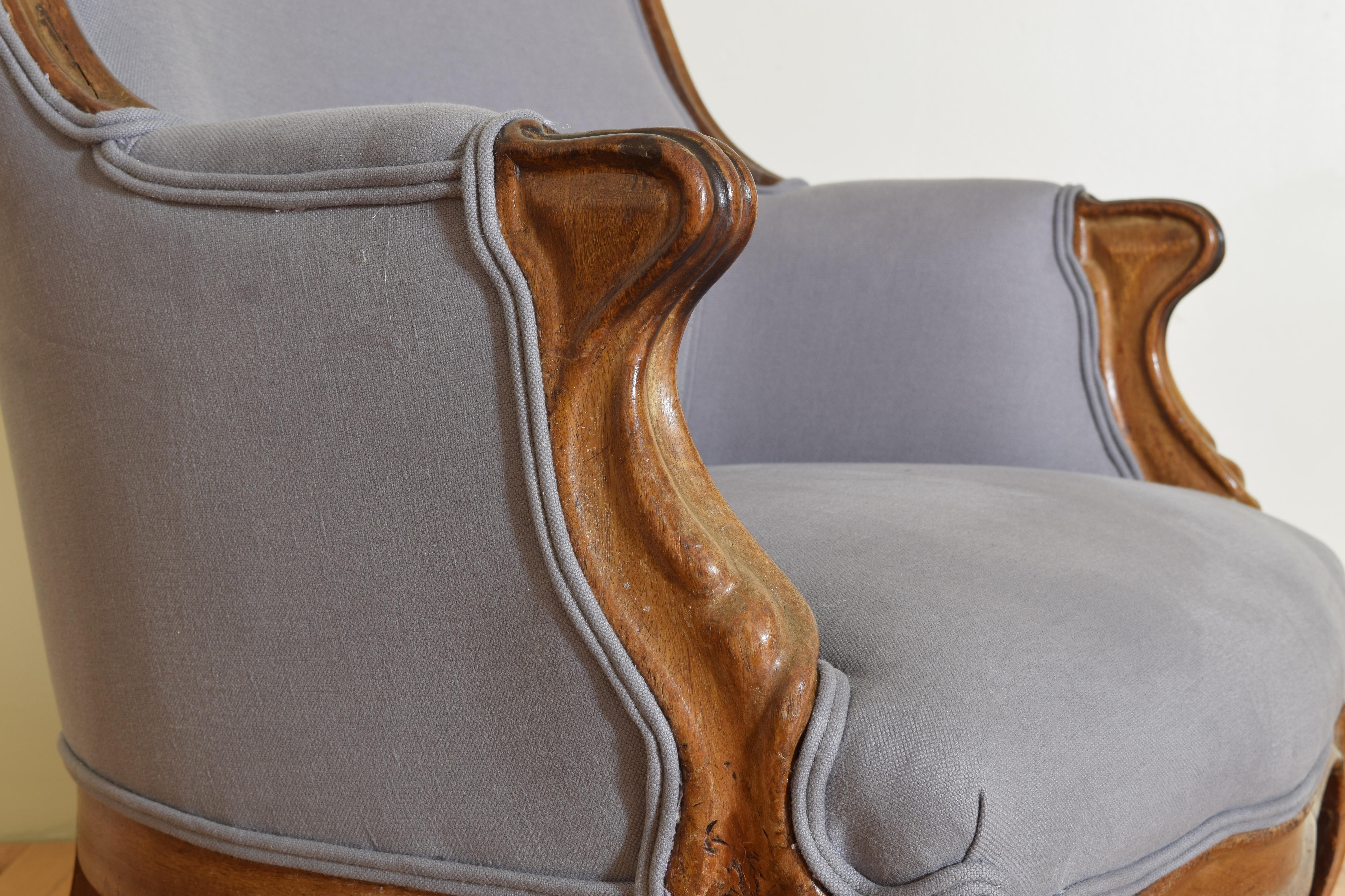 French Rococo Revival Period Light Walnut Slipper Chair, Last Quarter, 19th Cen 6