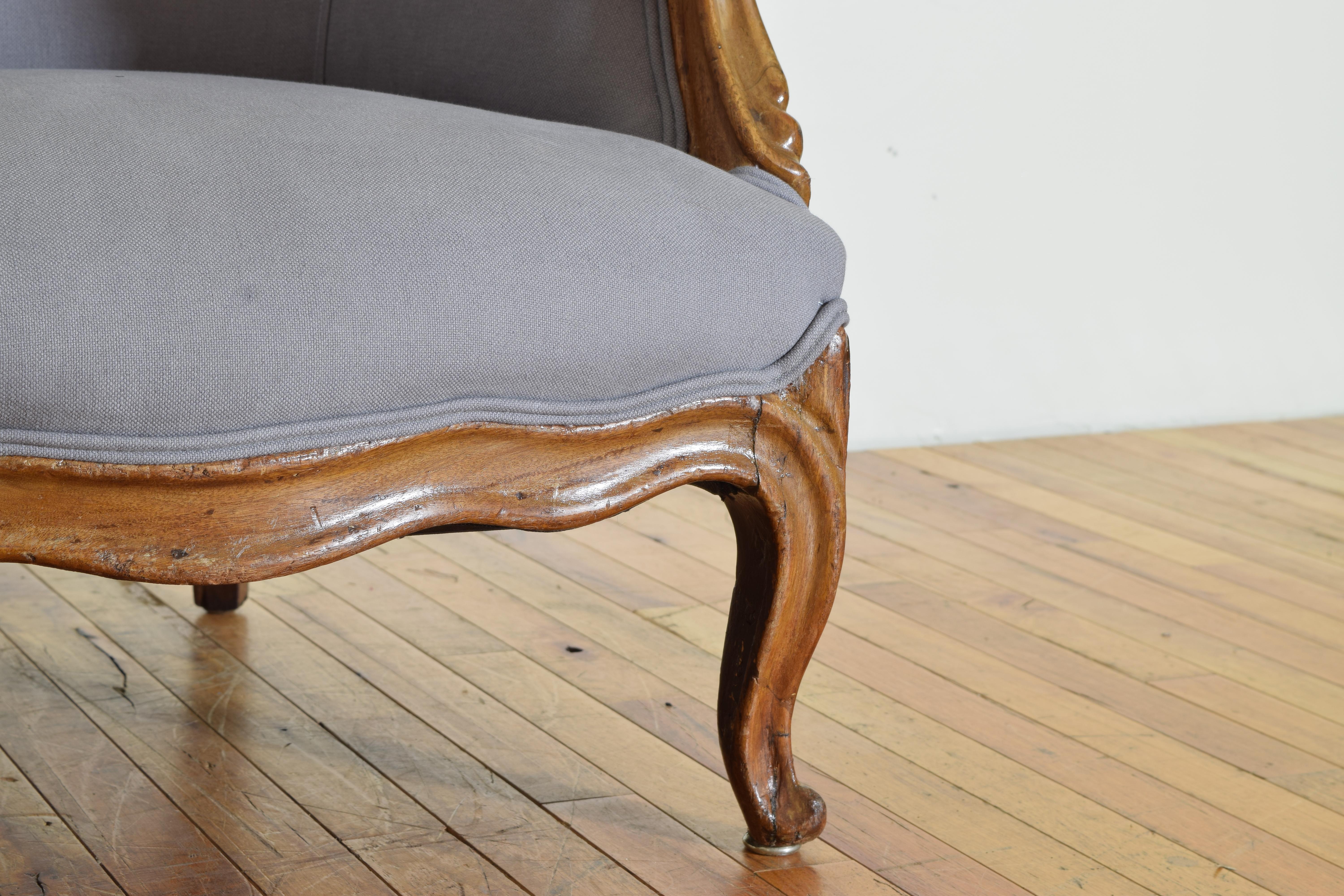 French Rococo Revival Period Light Walnut Slipper Chair, Last Quarter, 19th Cen 7