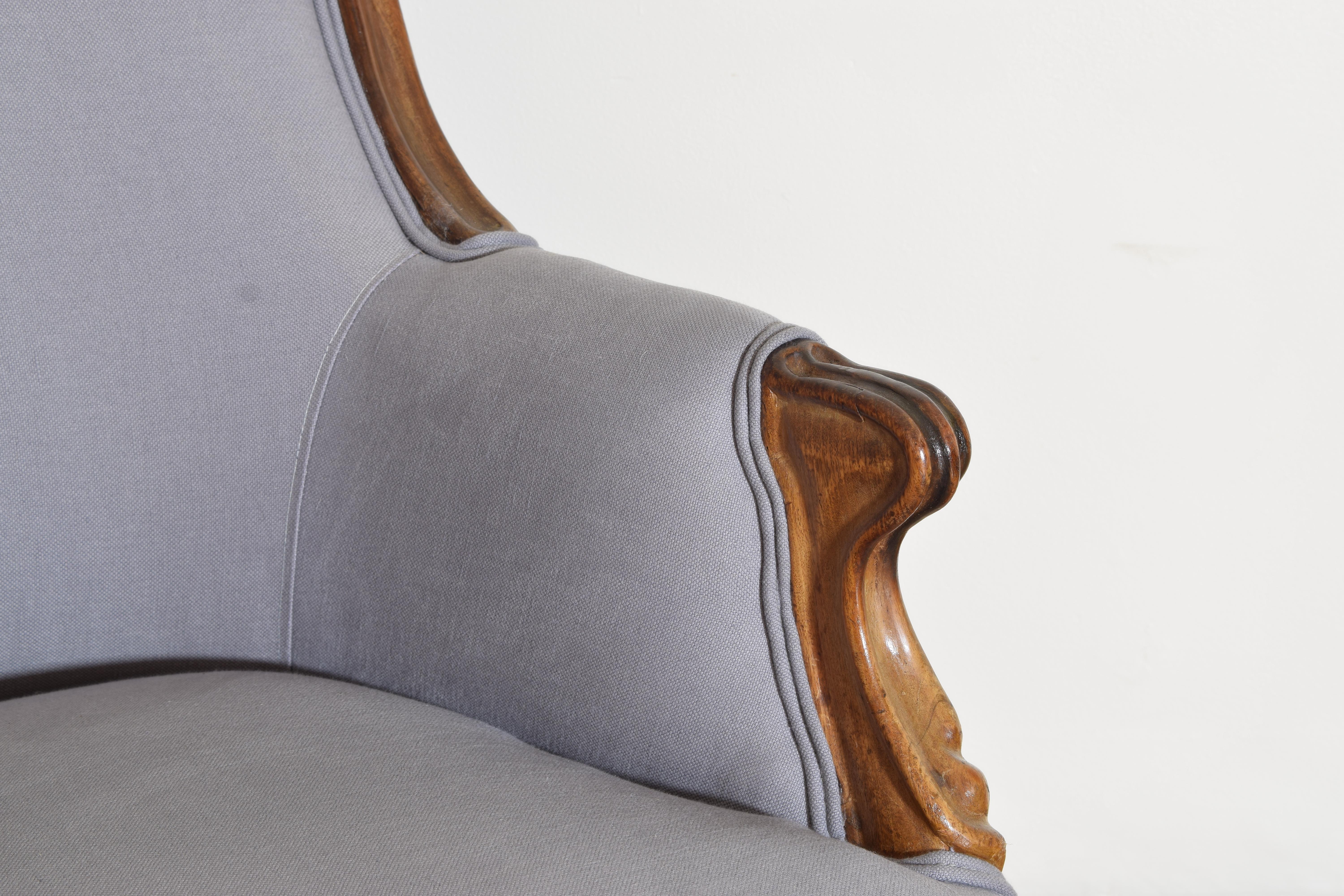 French Rococo Revival Period Light Walnut Slipper Chair, Last Quarter, 19th Cen 5