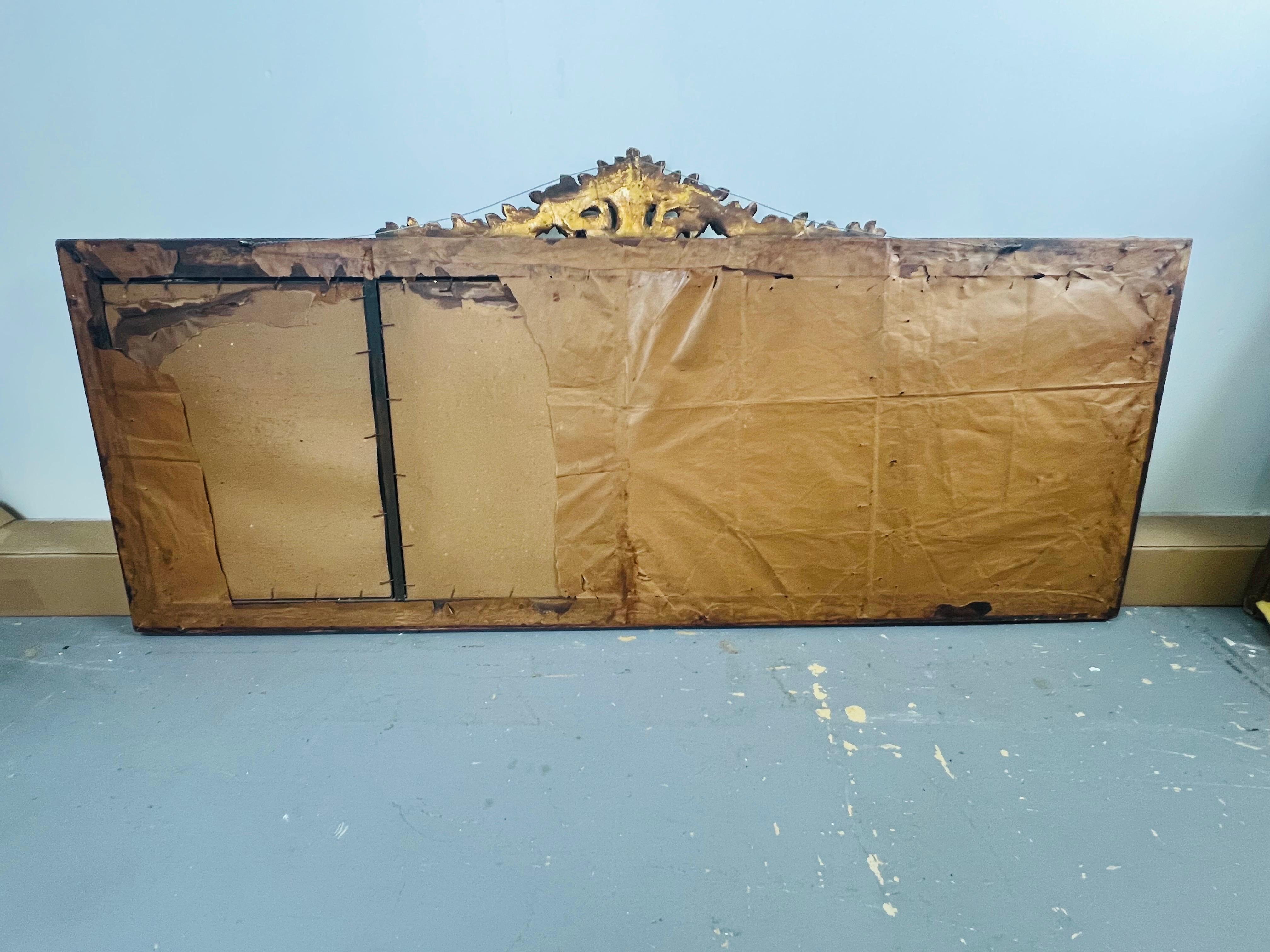 French Rococo Revival w Art Deco Flair Gilt & Ebony Three-Panel Mantel Mirror 12