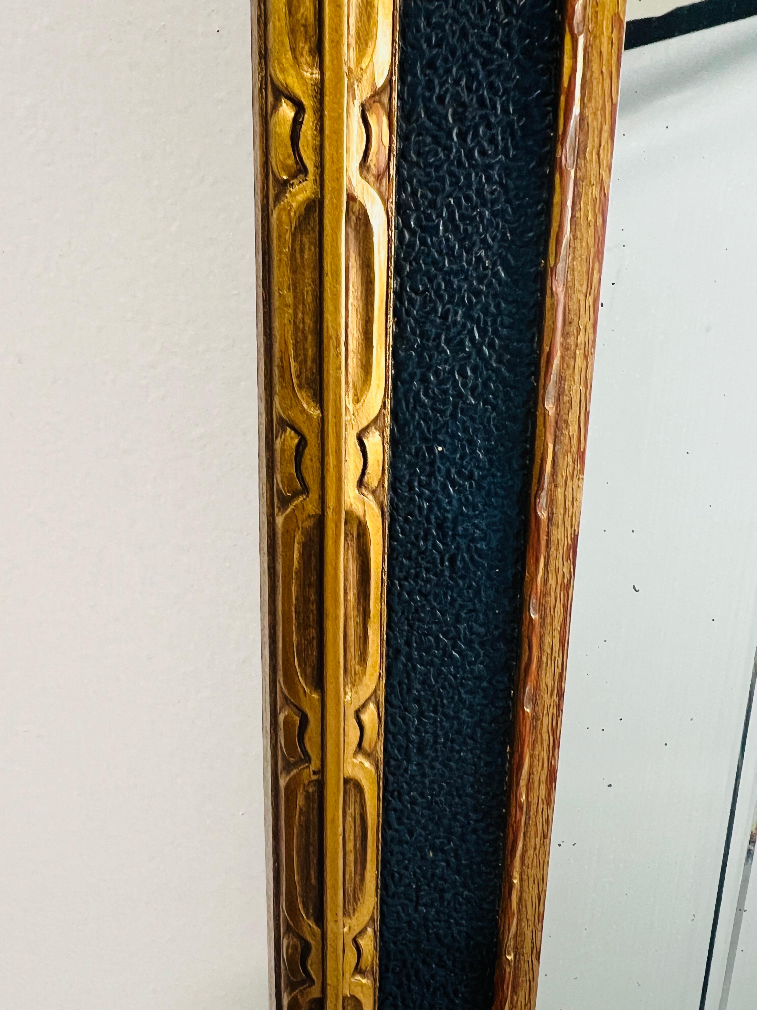 French Rococo Revival w Art Deco Flair Gilt & Ebony Three-Panel Mantel Mirror 3