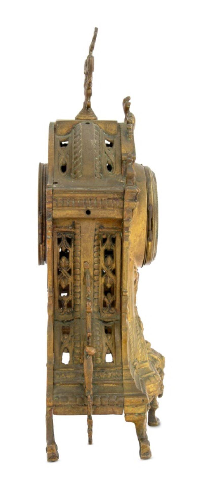 French Rococo Style Brass Mantel Clock, 19th Century In Fair Condition For Sale In Astoria, NY