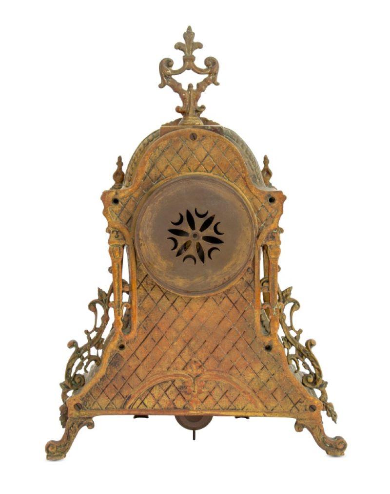 French Rococo Style Brass Mantel Clock, 19th Century For Sale 1