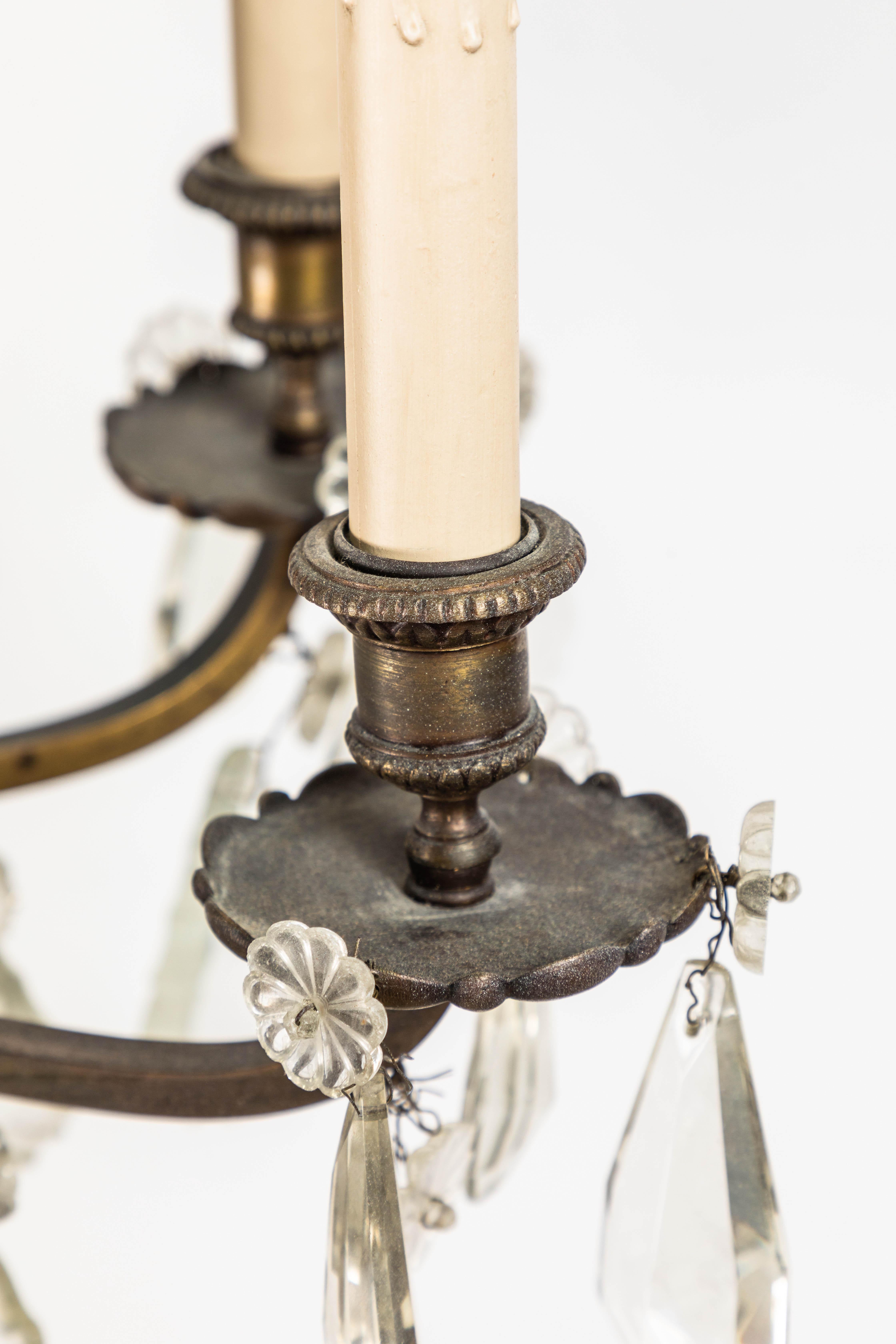 19th Century French Rococo Style Bronze 8-Light Chandelier with Handcut Crystals For Sale 3