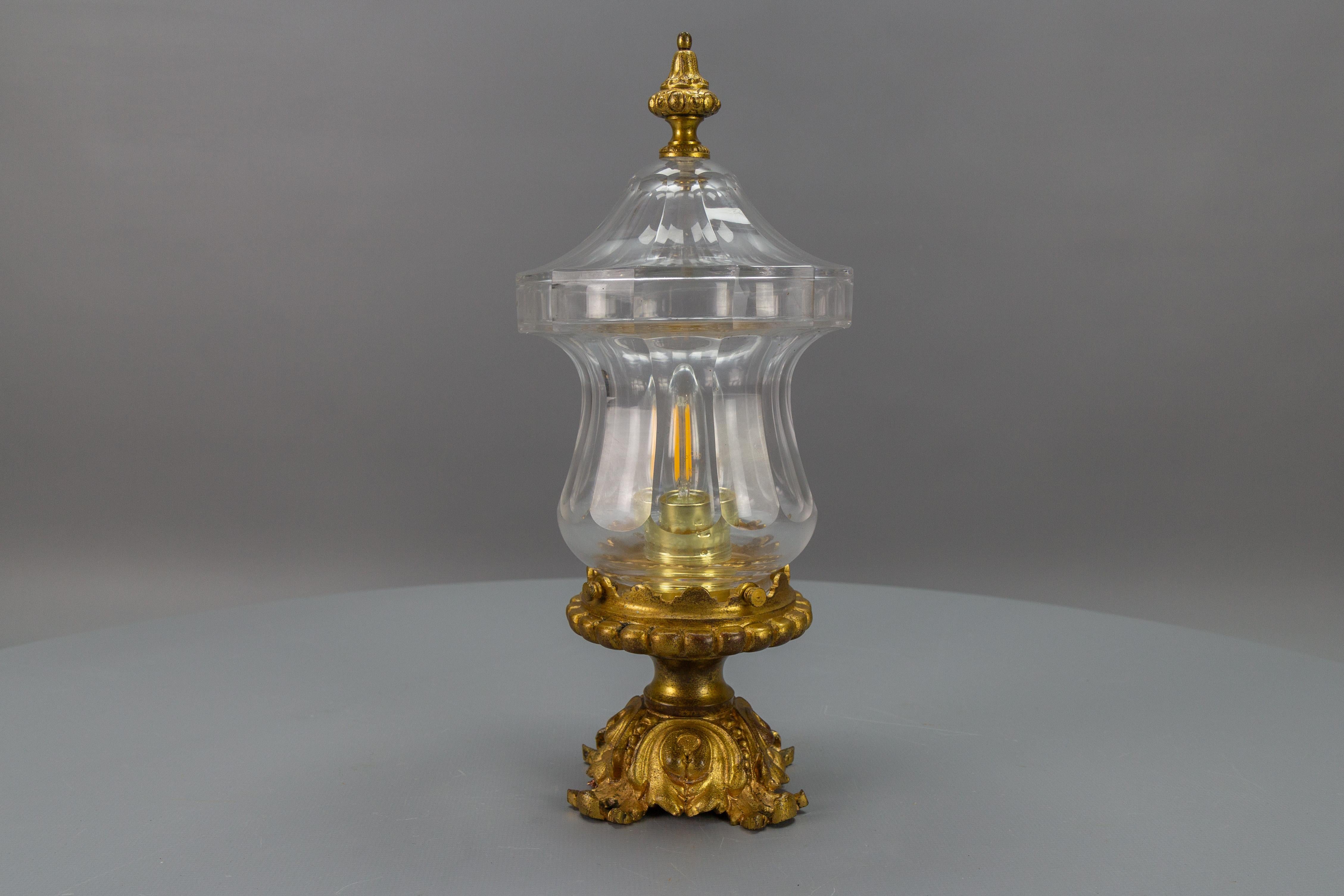 French Rococo Style Bronze and Crystal Glass Flush Mount, ca. 1900 For Sale 6