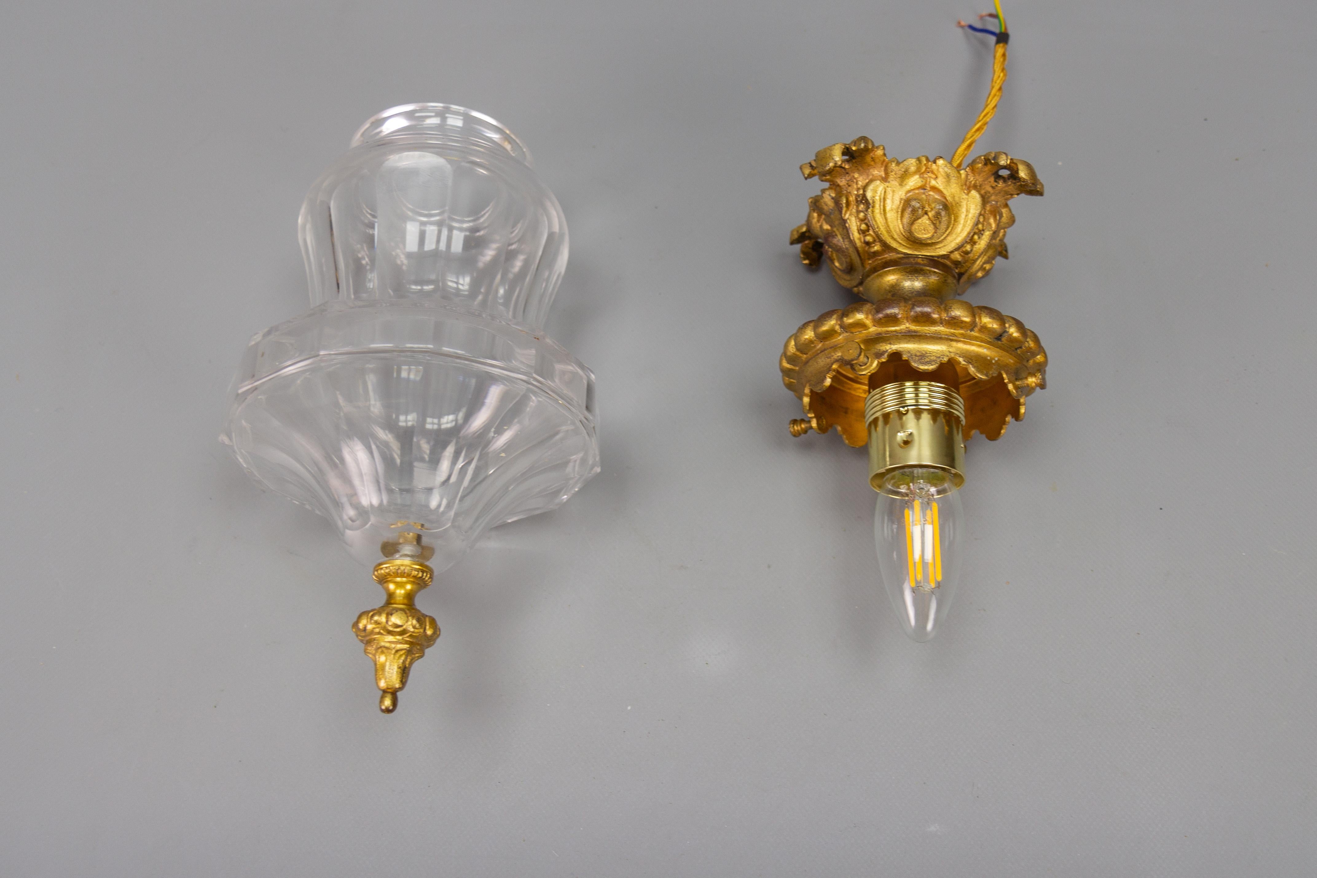 French Rococo Style Bronze and Crystal Glass Flush Mount, ca. 1900 For Sale 14
