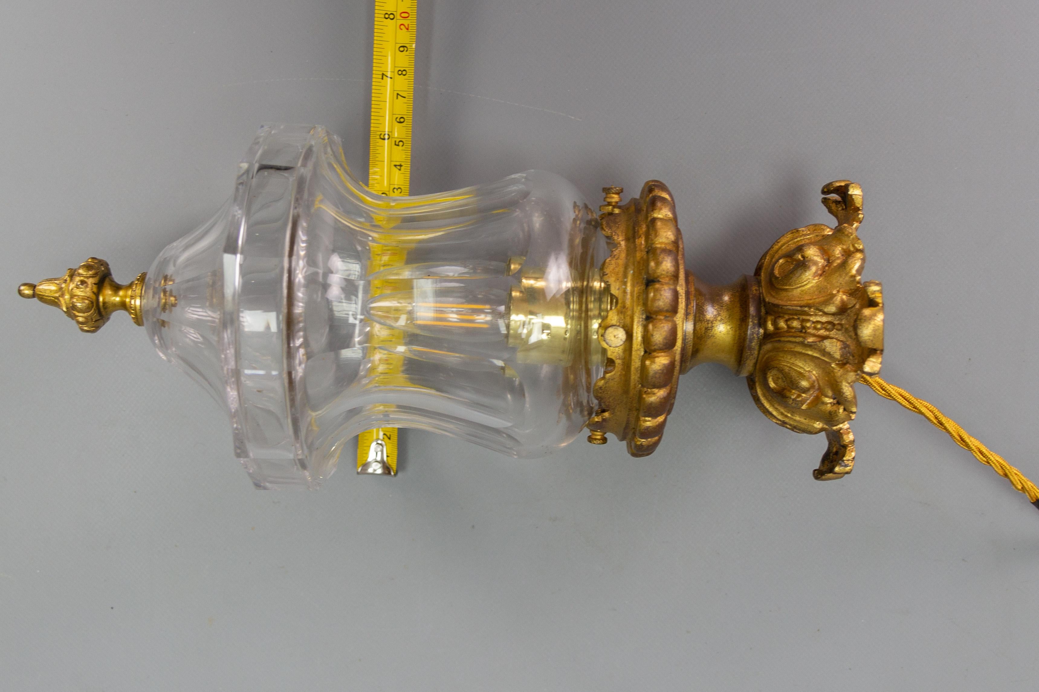 French Rococo Style Bronze and Crystal Glass Flush Mount, ca. 1900 For Sale 15