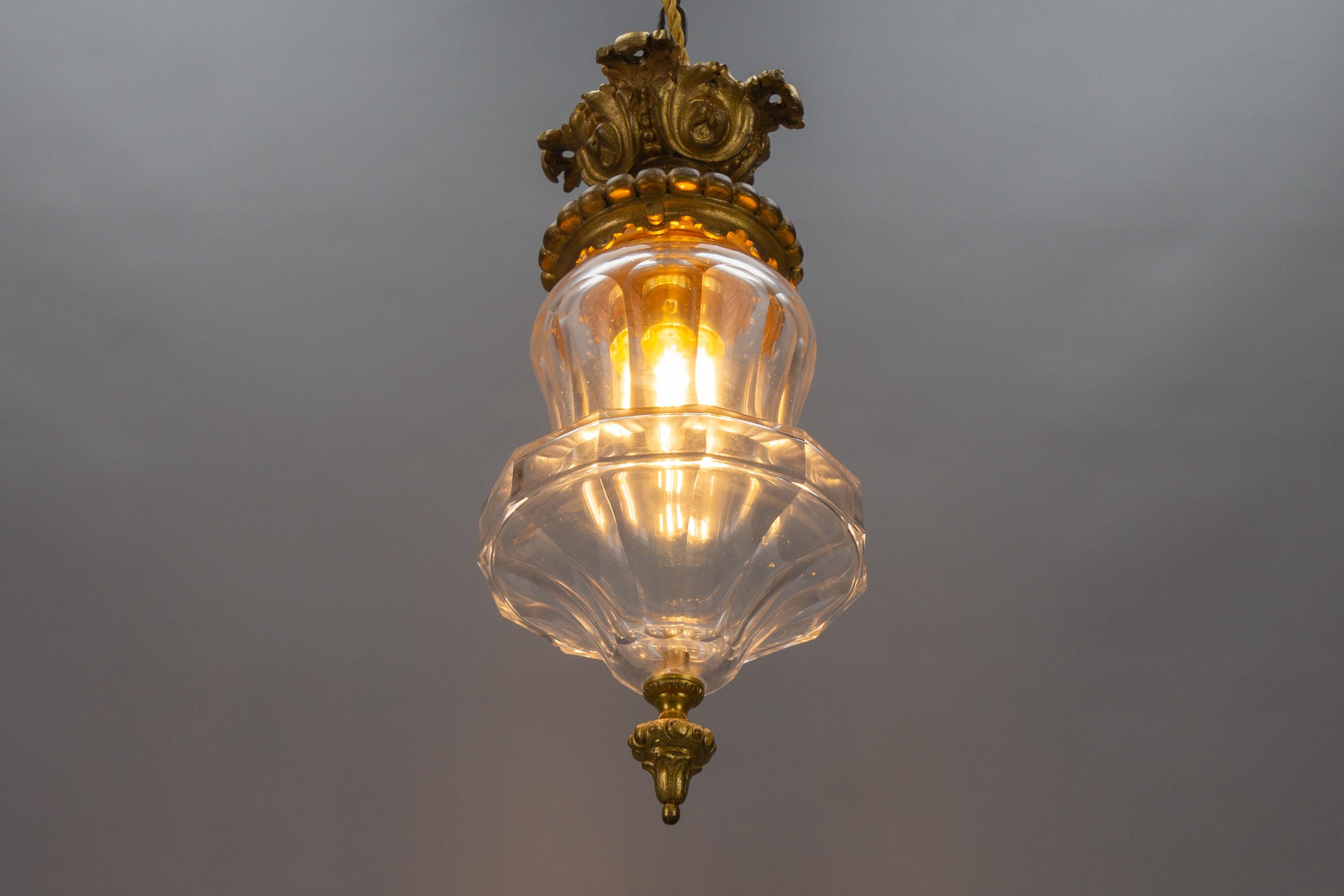 Französische Einbaubeleuchtung aus Bronze und Kristallglas im Rokoko-Stil, um 1900 im Zustand „Gut“ im Angebot in Barntrup, DE