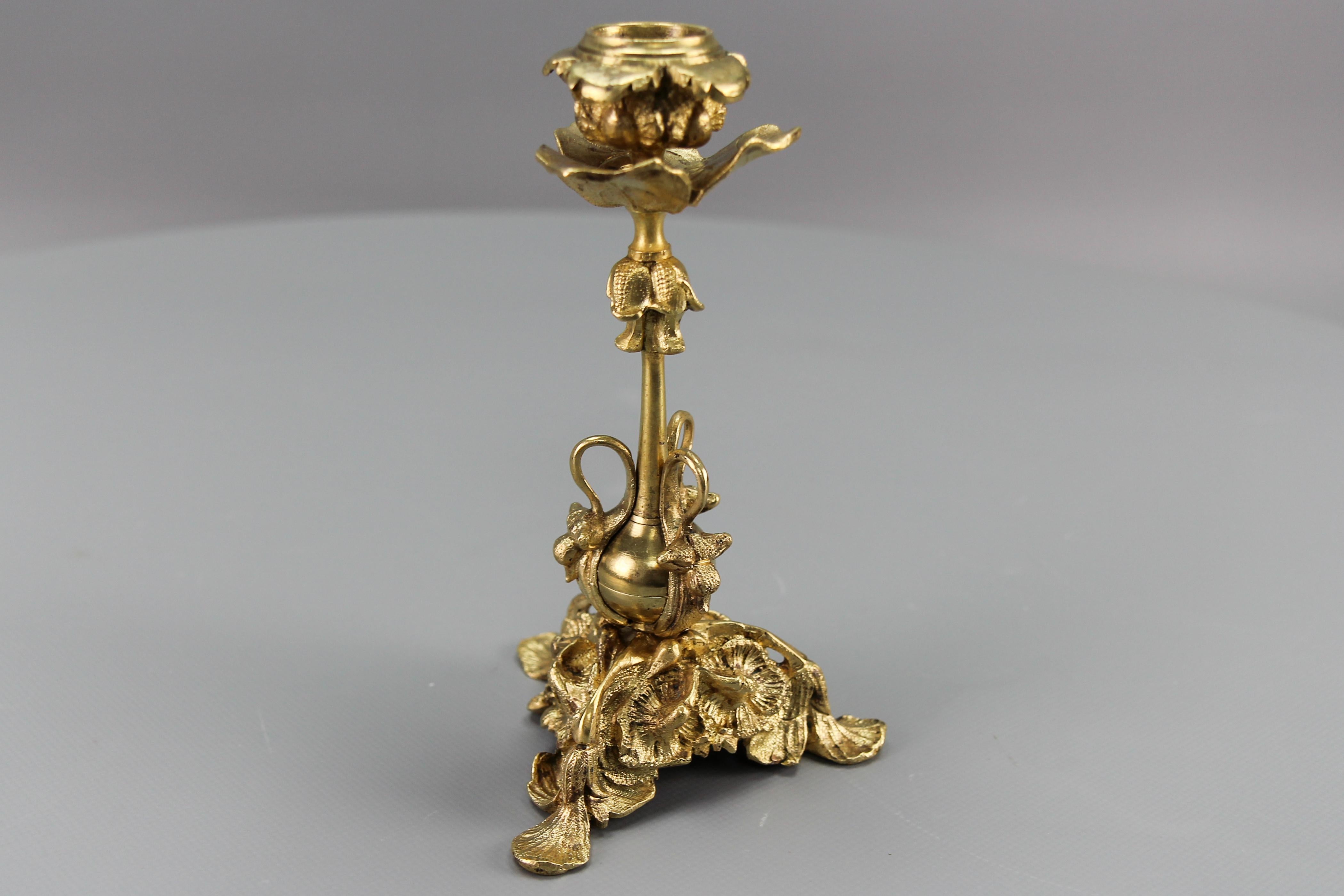 French Rococo Style Bronze Candlestick, circa 1920s For Sale 6