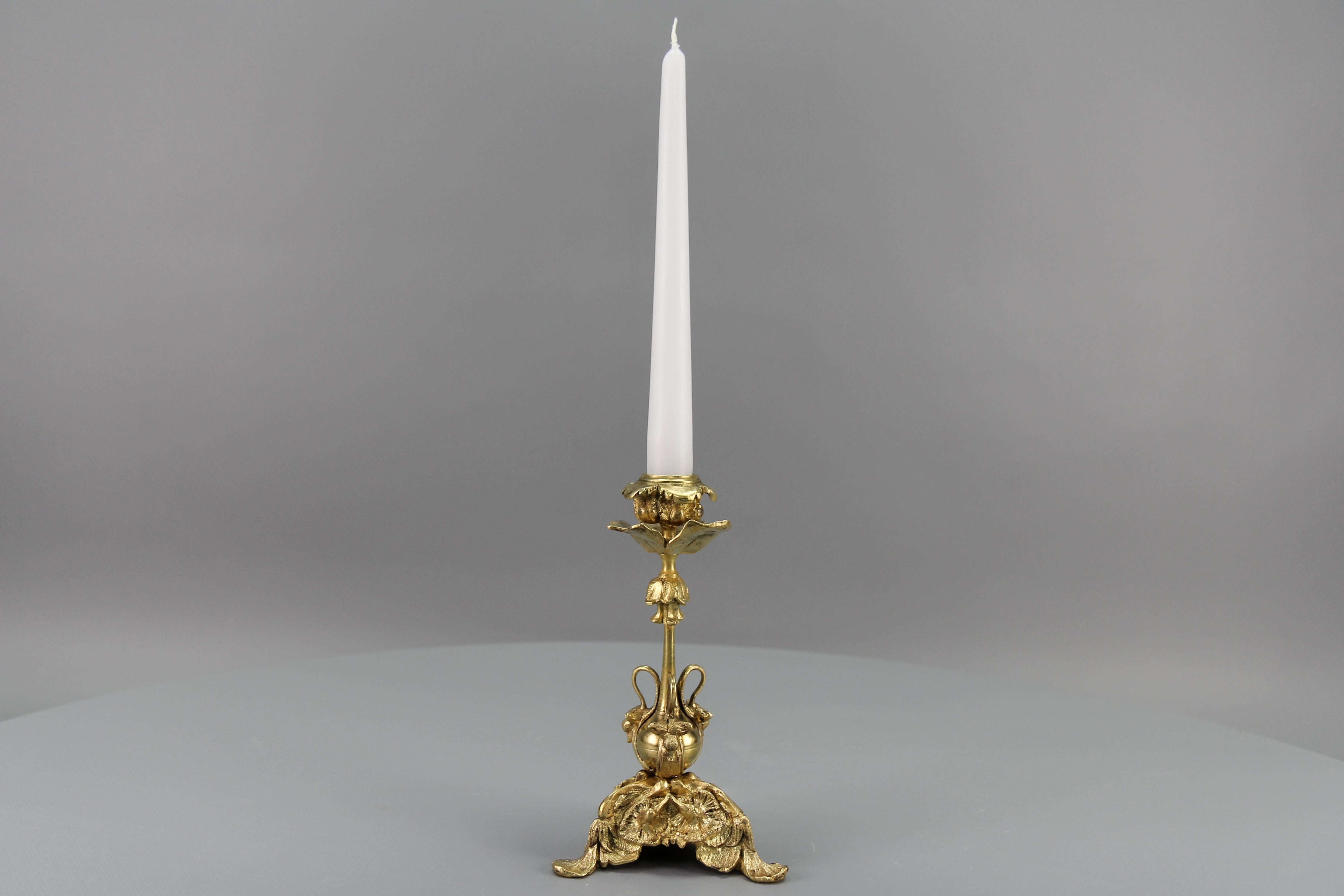 French Rococo Style Bronze Candlestick, circa 1920s For Sale 14