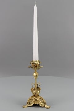 French Rococo Style Bronze Candlestick, circa 1920s