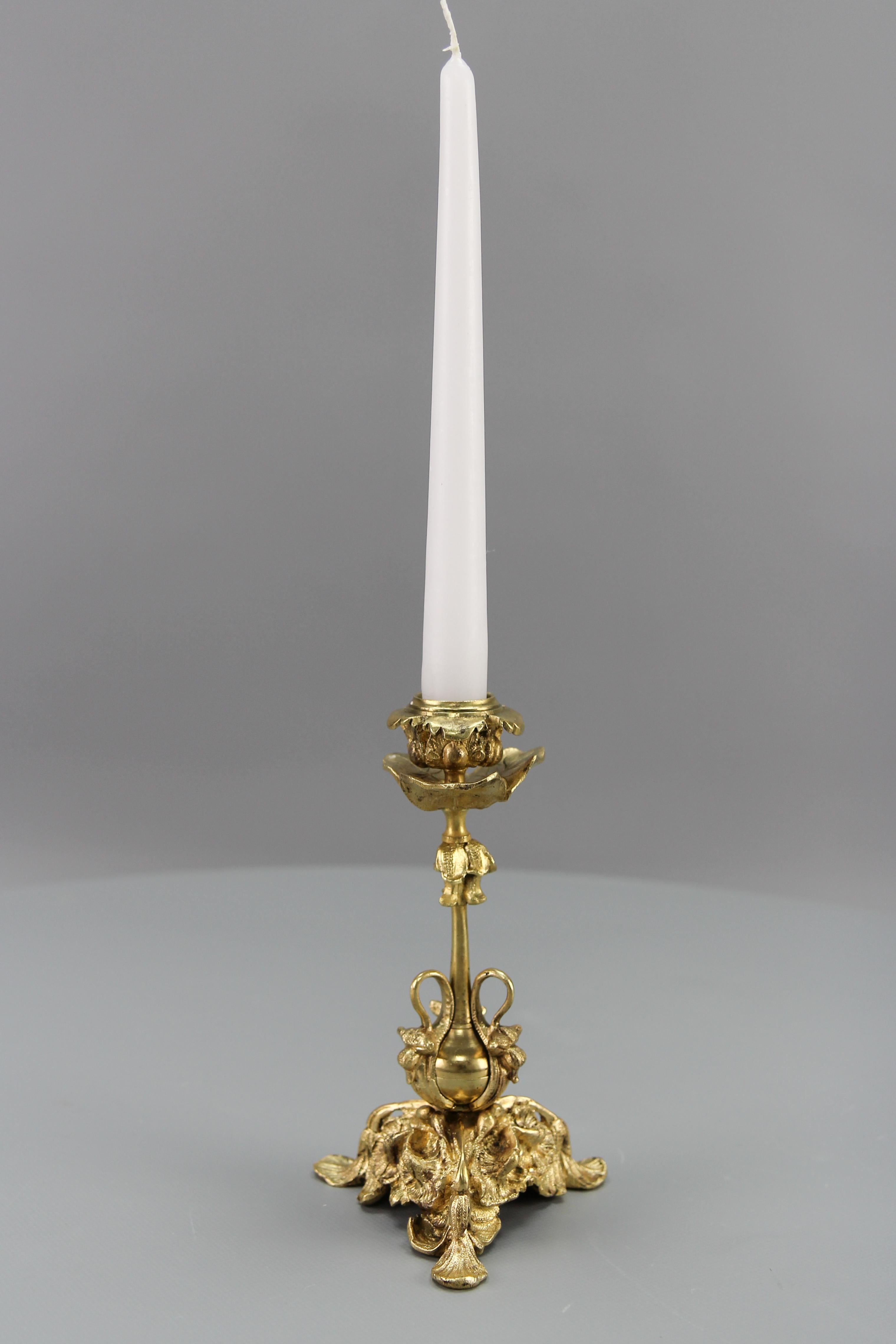 French Rococo Style Bronze Candlestick, circa 1920s In Good Condition For Sale In Barntrup, DE