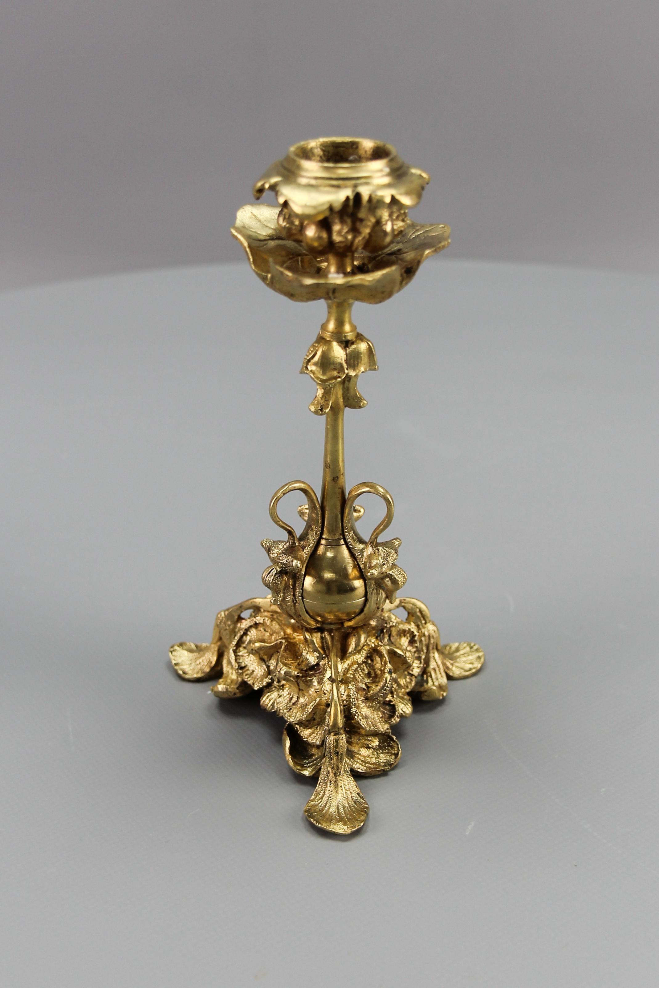 Early 20th Century French Rococo Style Bronze Candlestick, circa 1920s For Sale