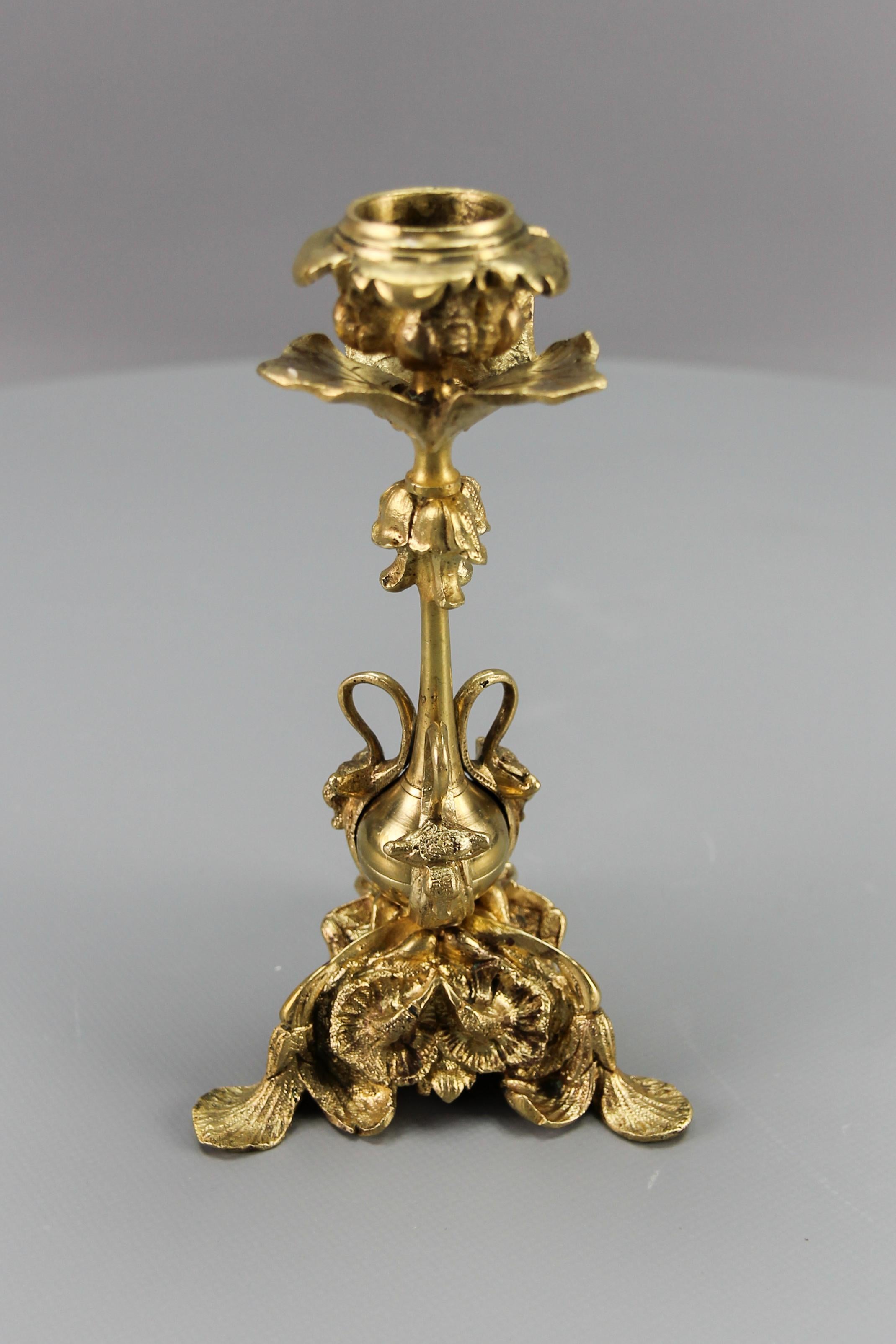 French Rococo Style Bronze Candlestick, circa 1920s For Sale 1