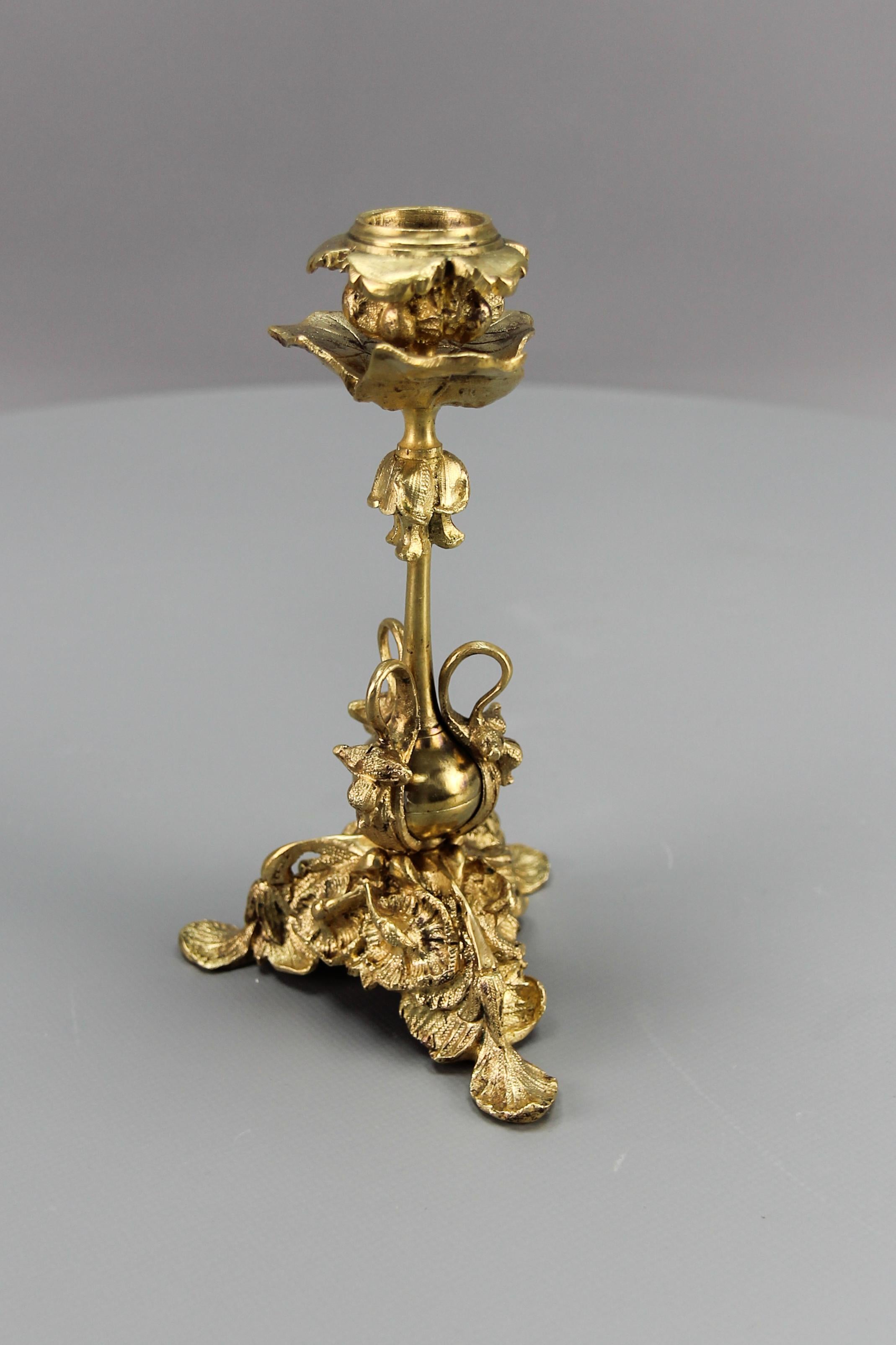 French Rococo Style Bronze Candlestick, circa 1920s For Sale 2