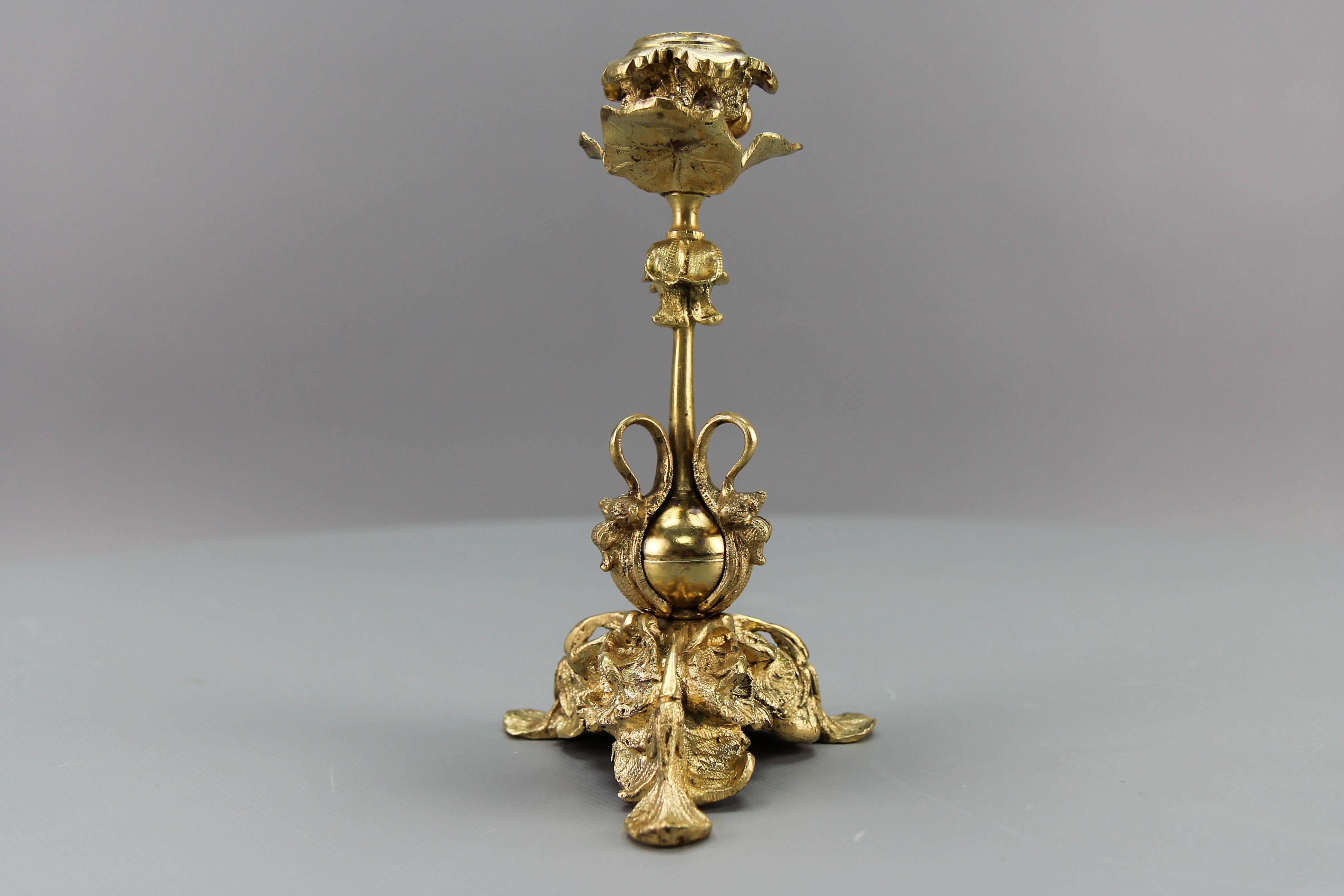 French Rococo Style Bronze Candlestick, circa 1920s For Sale 3