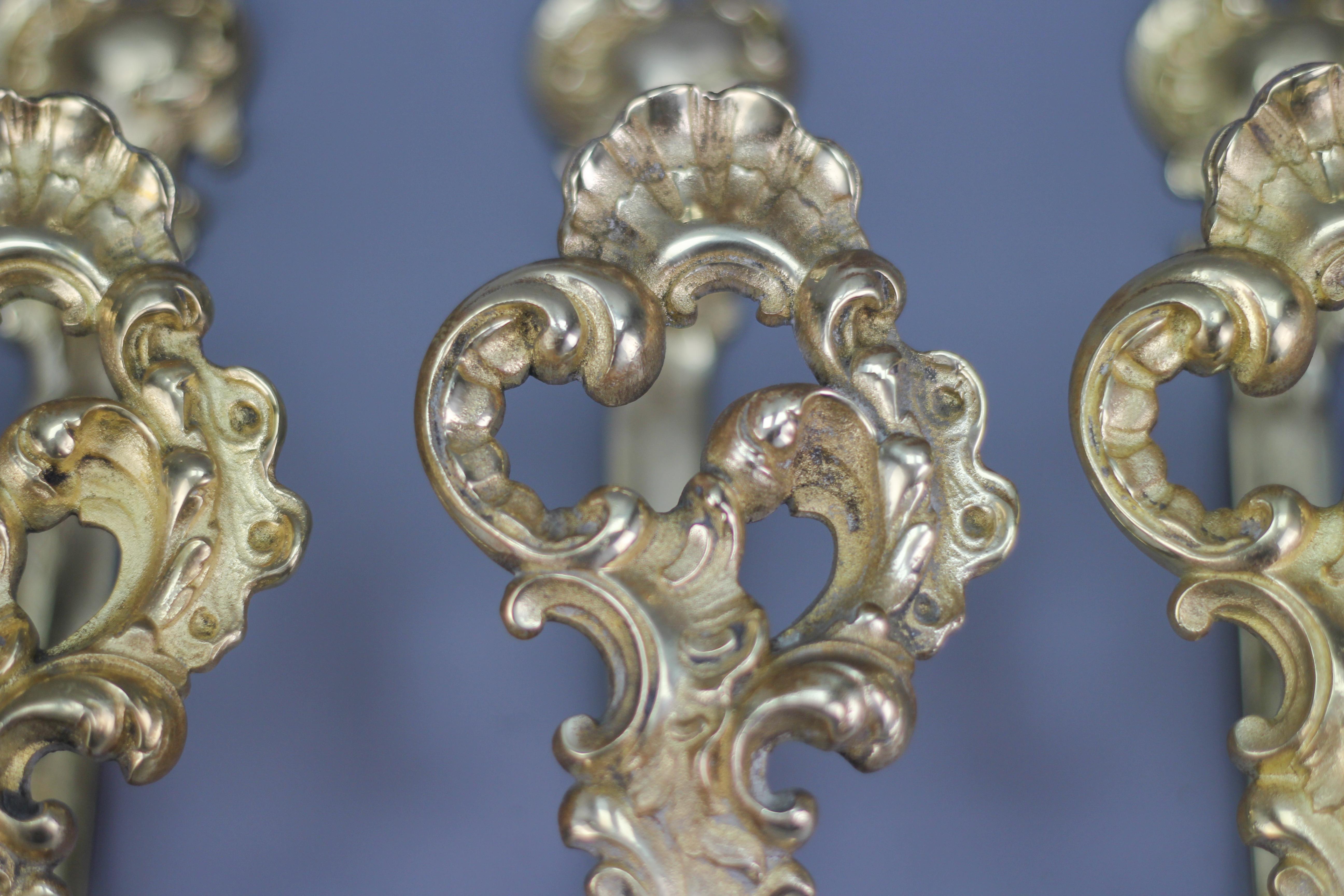 French Rococo Style Bronze Curtain Tiebacks or Curtain Holders, Set of Six 1