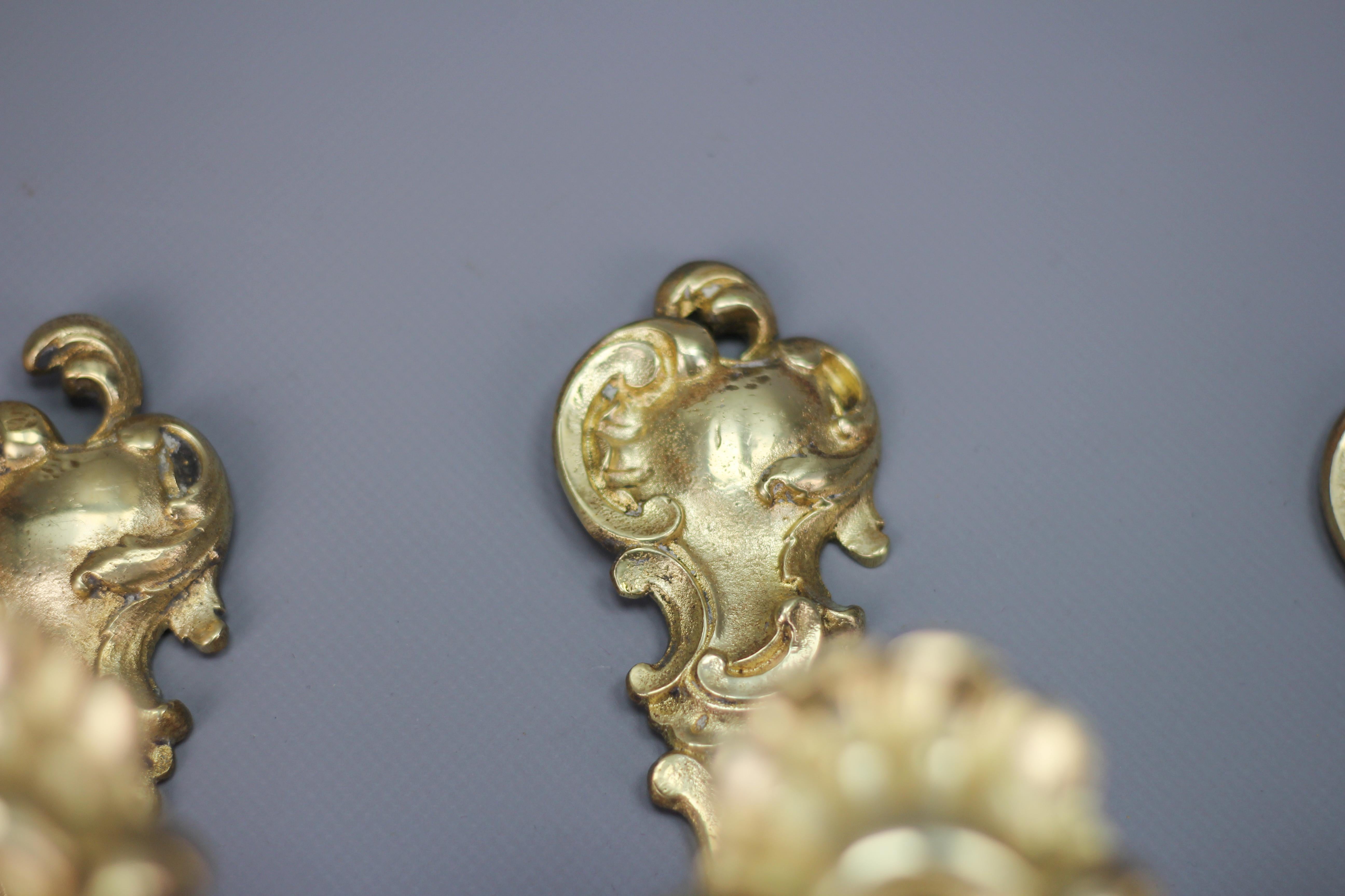 French Rococo Style Bronze Curtain Tiebacks or Curtain Holders, Set of Six 2