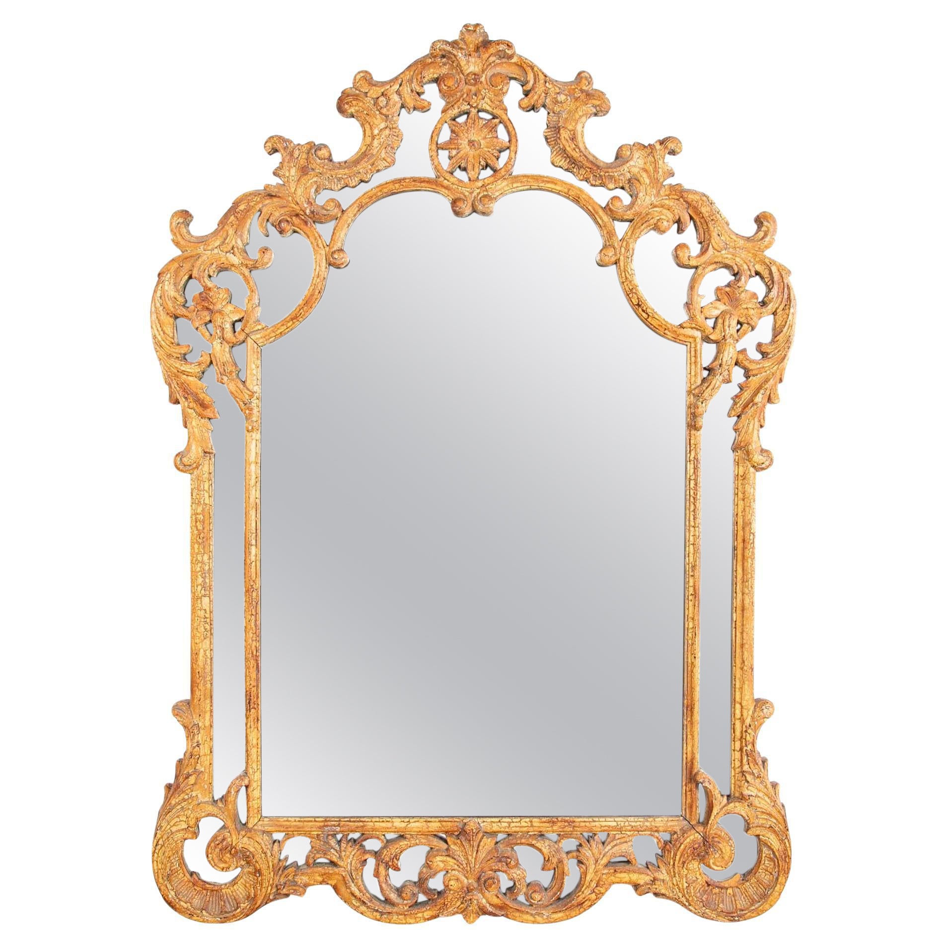 French Rococo Stil geschnitzt und vergoldet Wood Mirror, großformatig