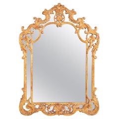 French Rococo Stil geschnitzt und vergoldet Wood Mirror, großformatig