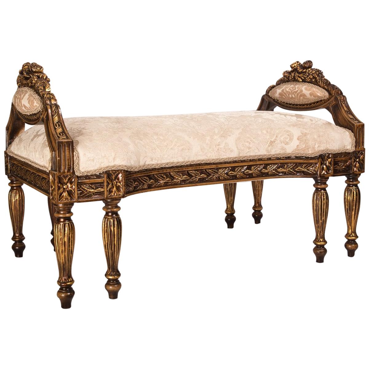 French Rococo-Style Carved Bench, 20th Century For Sale