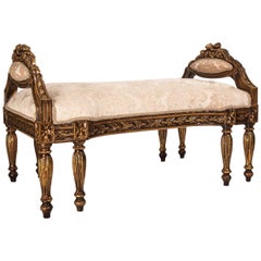 French Rococo-Style Carved Bench, 20th Century