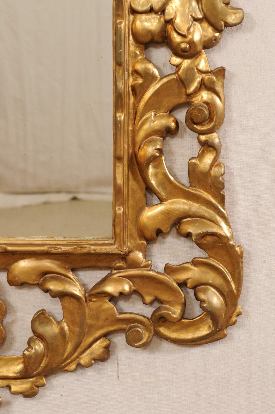 French Rococo Style Carved & Gilt 4.75 Ft Tall Mirror, 19th C. For Sale 5