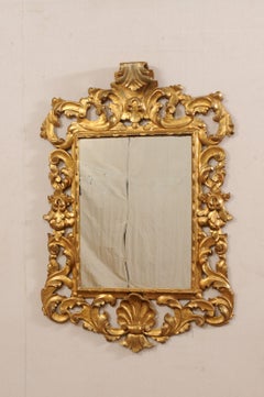 French Rococo Style Carved & Gilt 4.75 Ft Tall Mirror, 19th C.