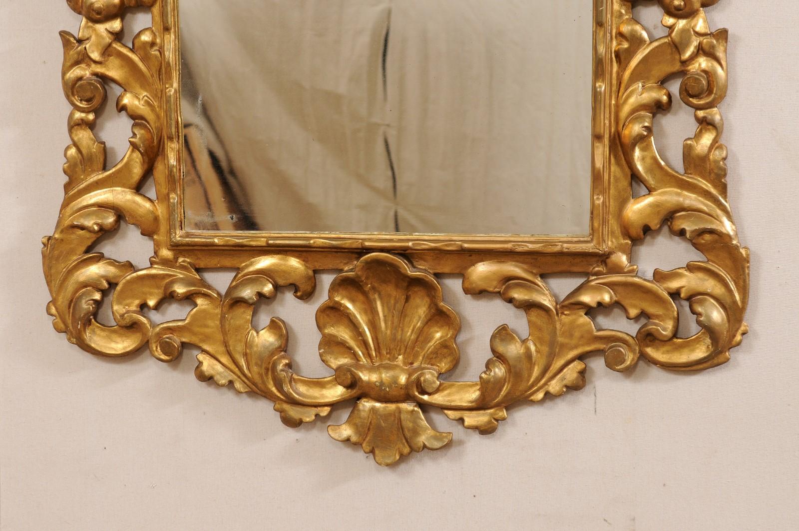 French Rococo Style Carved & Gilt 4.75 Ft Tall Mirror, 19th C. In Good Condition For Sale In Atlanta, GA