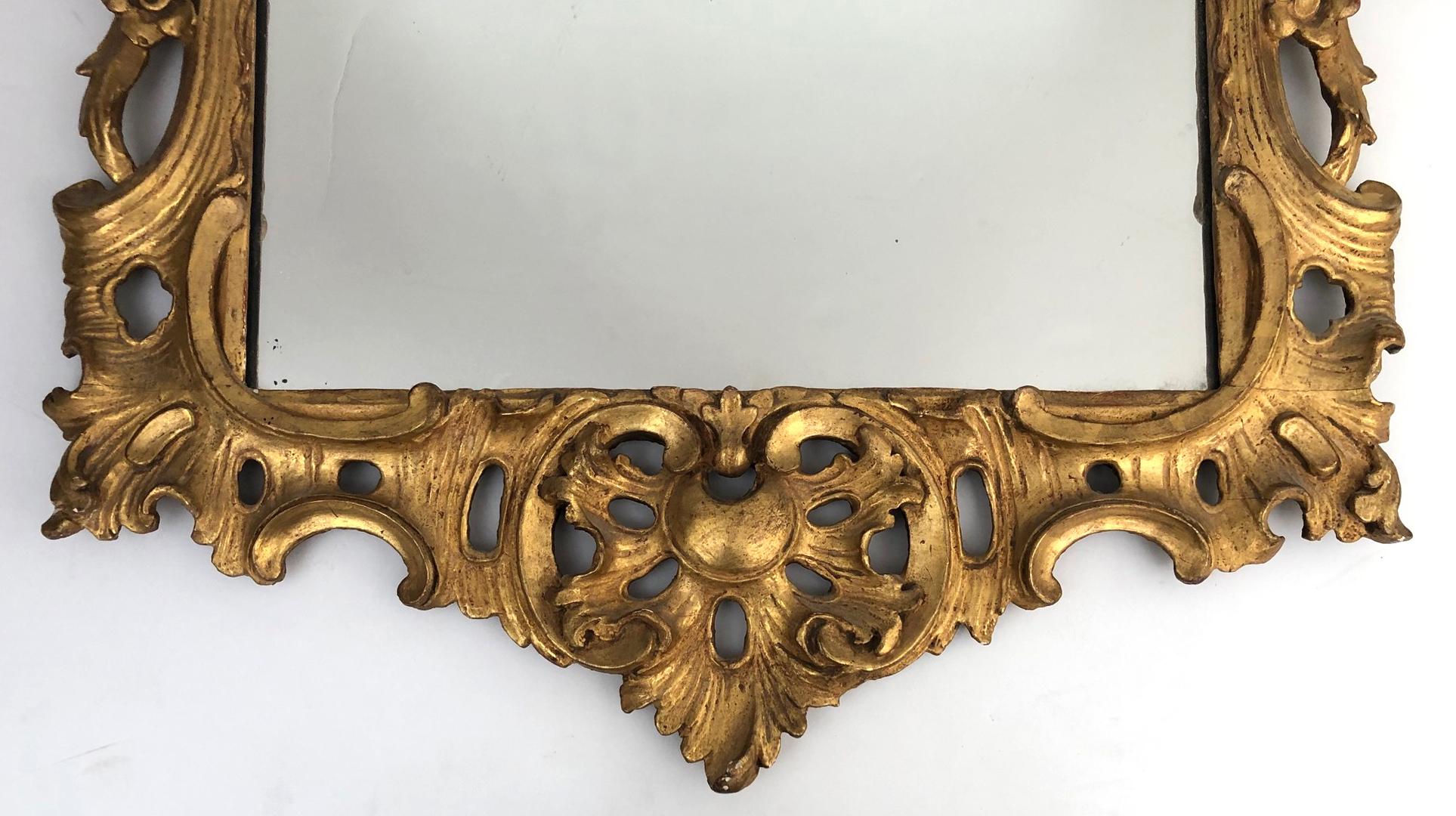 19th Century French Rococo Style Carved Giltwood Mirror For Sale