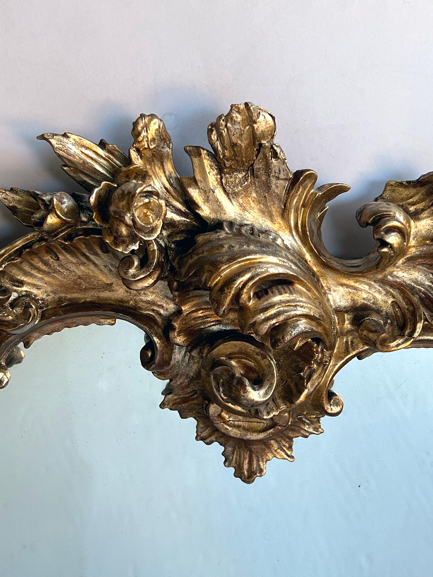 Spiegel aus geschnitztem Giltwood im französischen Rokoko-Stil (Vergoldetes Holz) im Angebot