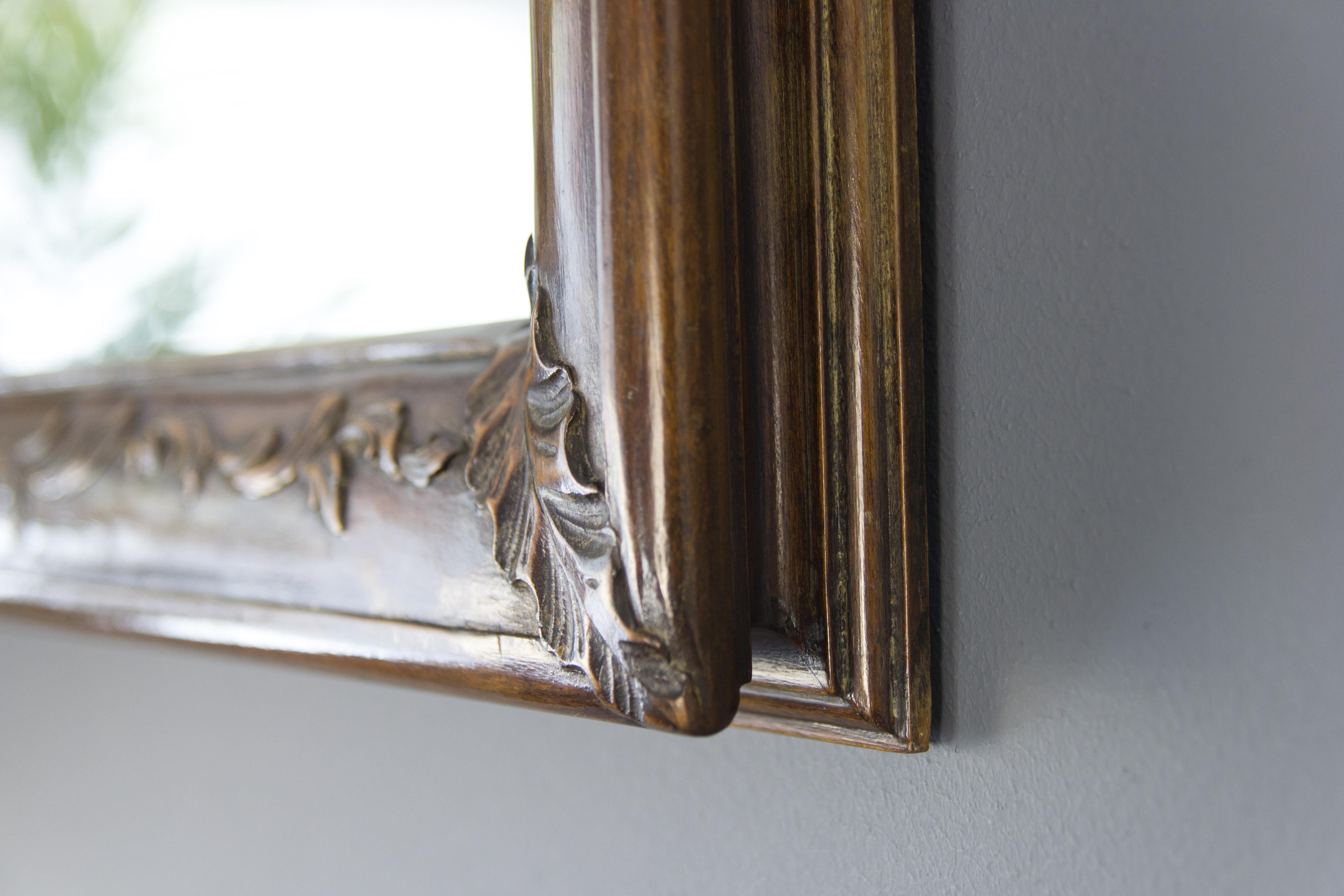 French Rococo Style Carved Walnut Mirror, circa 1920 1