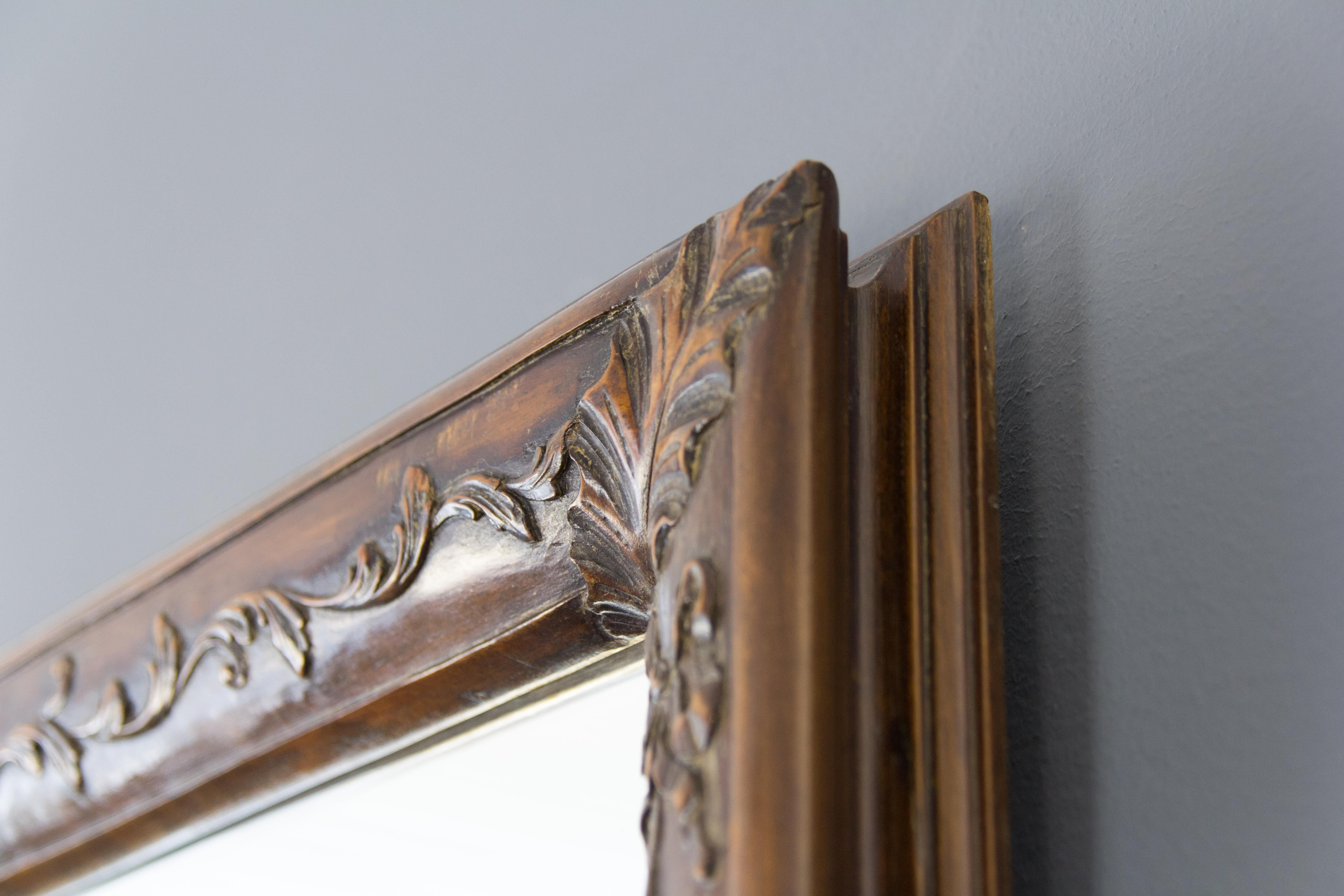 French Rococo Style Carved Walnut Mirror, circa 1920 2