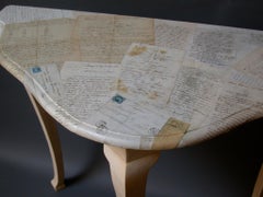 Custom French Rococo Style Console Table with Vintage Letter Collage