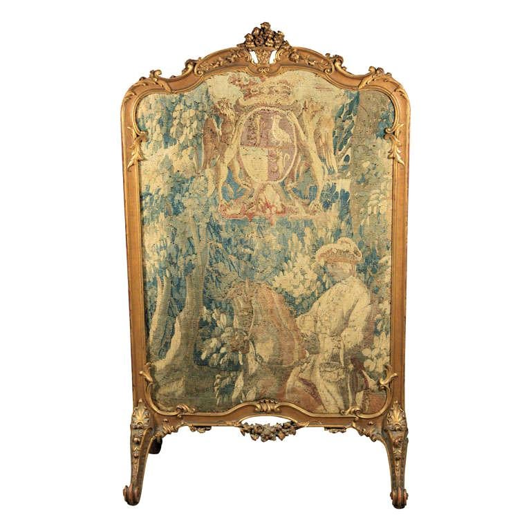 French Rococo Style Fire Screen For Sale