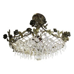 French Rococo Style Floral Pendant & Lattice Chandelier