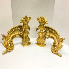 French Rococo Style Gilt Bronze Chenets