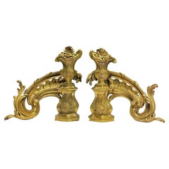 French Rococo Style Gilt Bronze Chenets