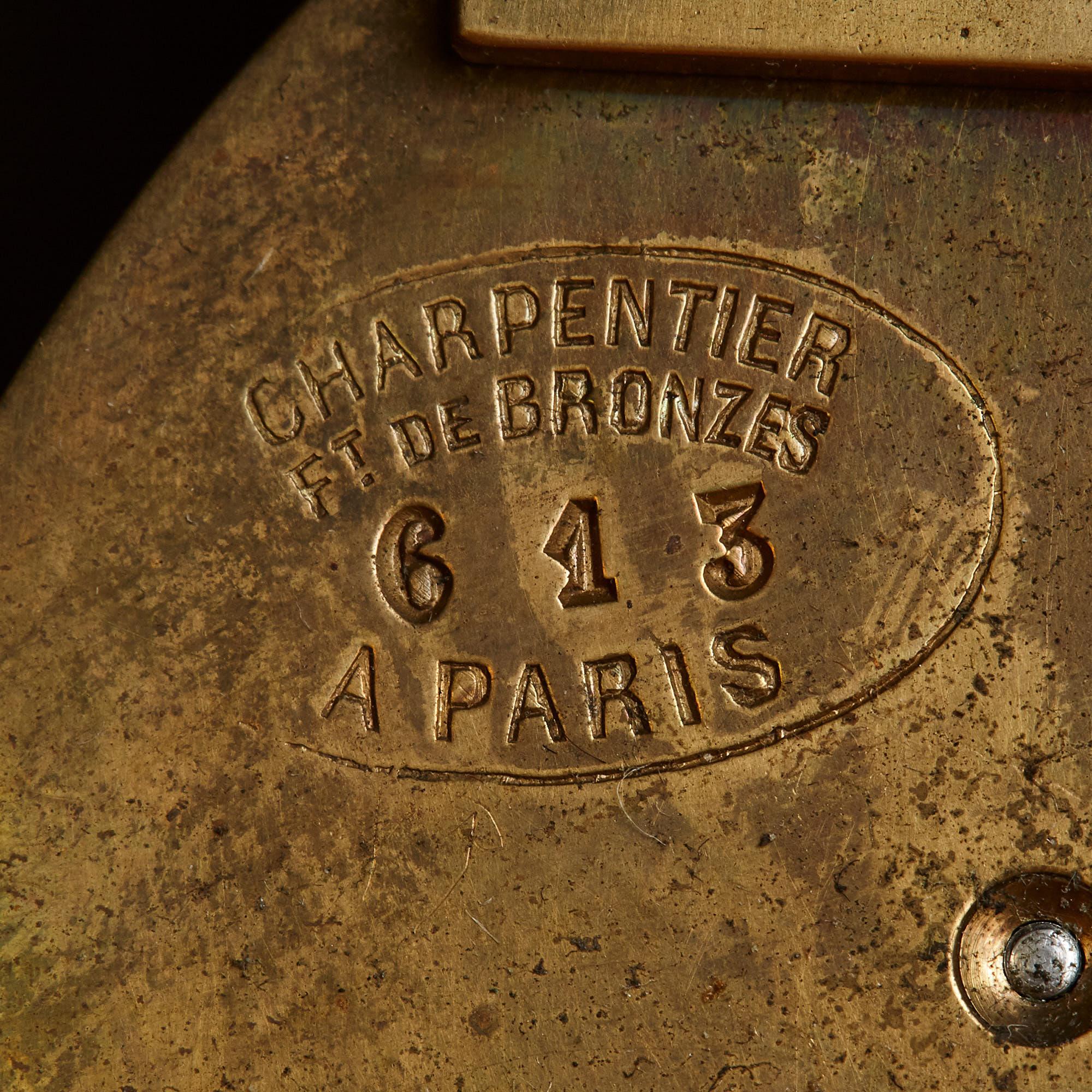 Émail Horloge et baromètre en bronze doré de style rococo français par Charpentier en vente