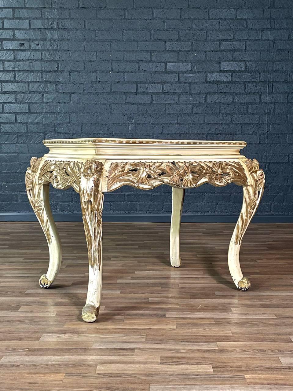 American French Rococo Style Gilt & Painted Carved Wood Center Table For Sale