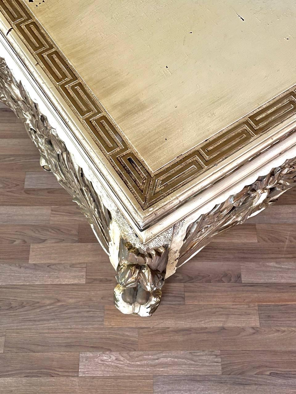 French Rococo Style Gilt & Painted Carved Wood Center Table For Sale 2