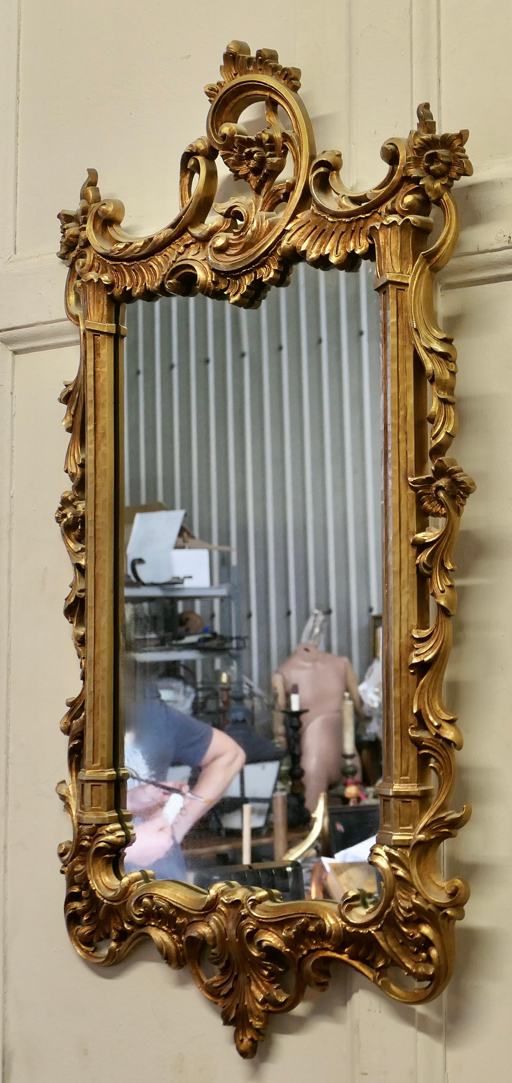 Late 20th Century French Rococo Style Gilt Wall Mirror