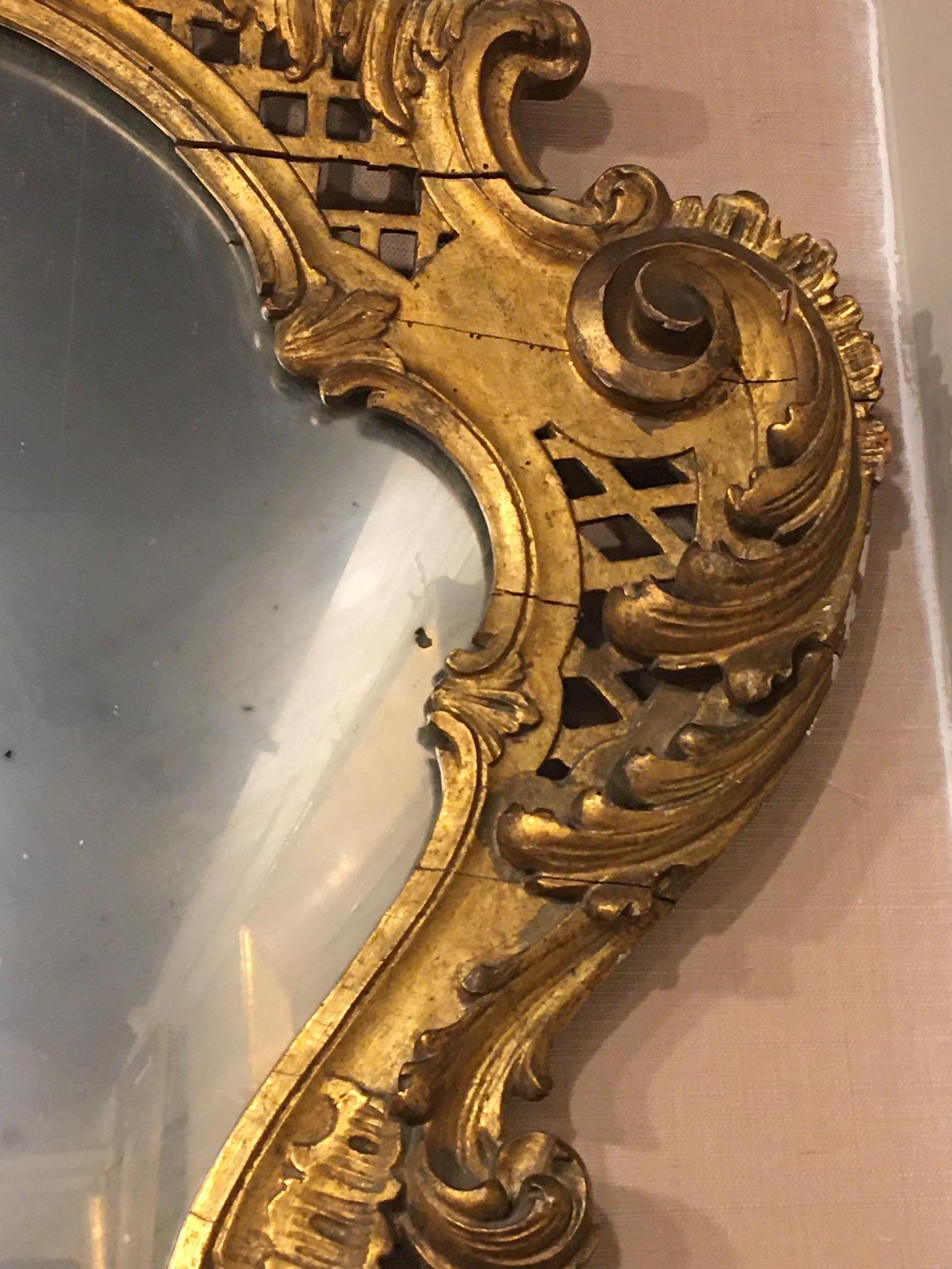 French Rococo Style Giltwood Cartouche Form Mirror, Late 19th Century For Sale 2