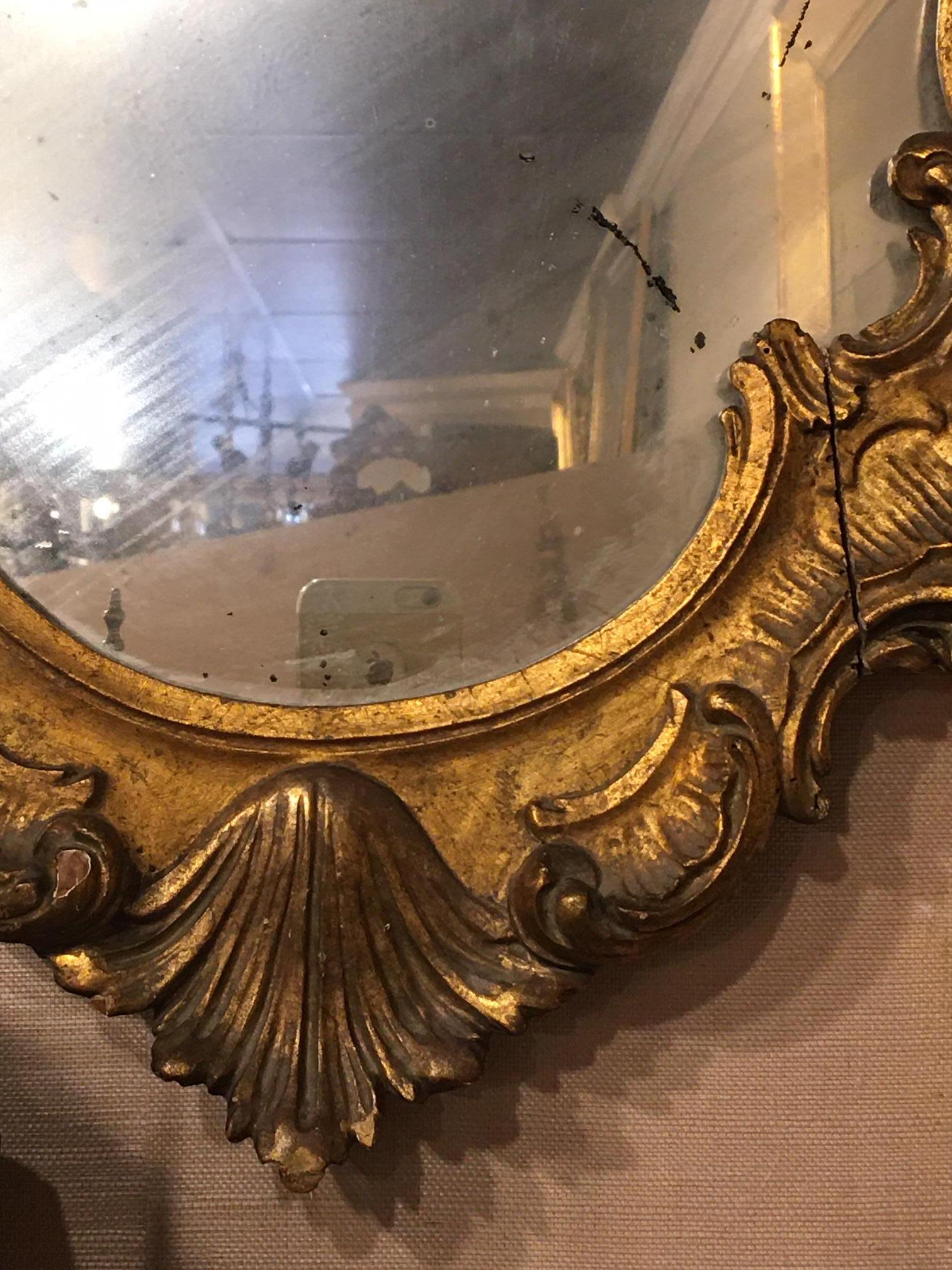 French Rococo Style Giltwood Cartouche Form Mirror, Late 19th Century For Sale 3