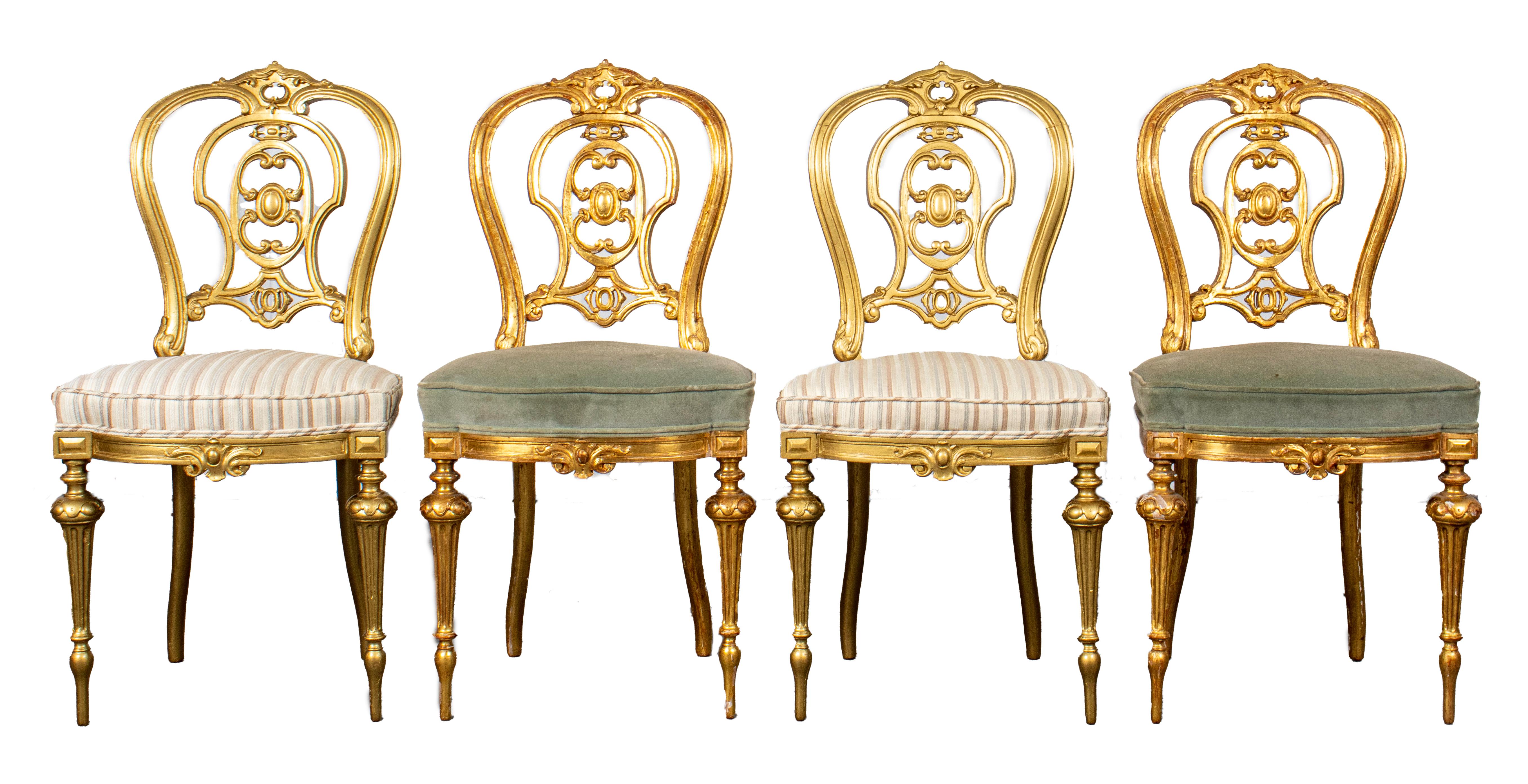French Rococo Style Giltwood Side Chairs, 4 8