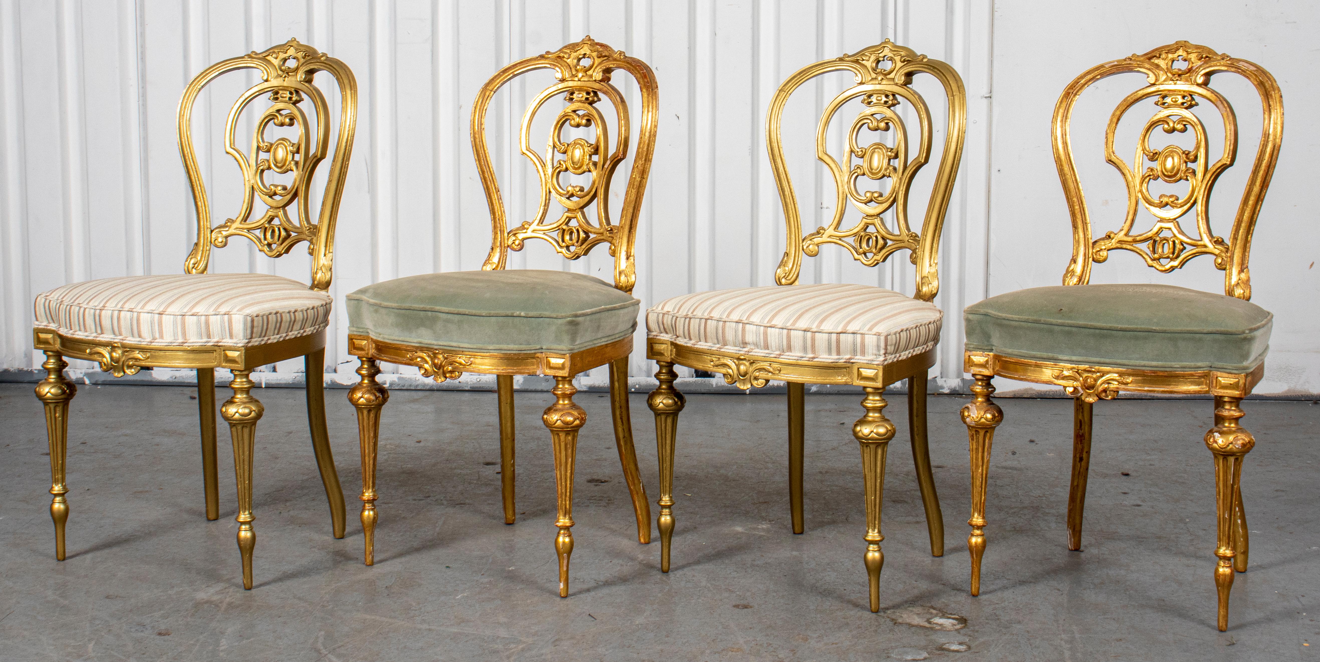 French Rococo Style Giltwood Side Chairs, 4 In Good Condition In Astoria, NY