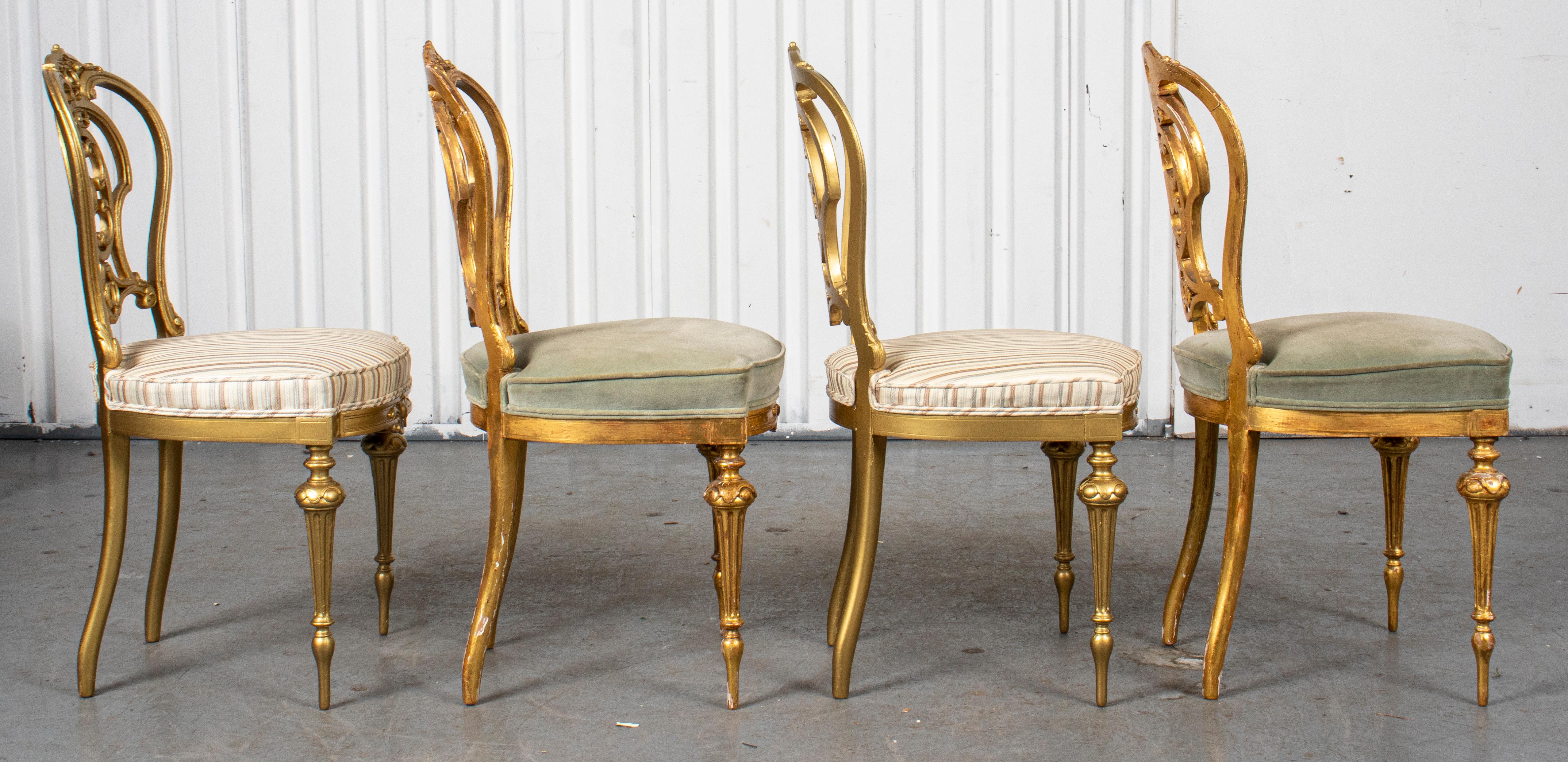 French Rococo Style Giltwood Side Chairs, 4 1