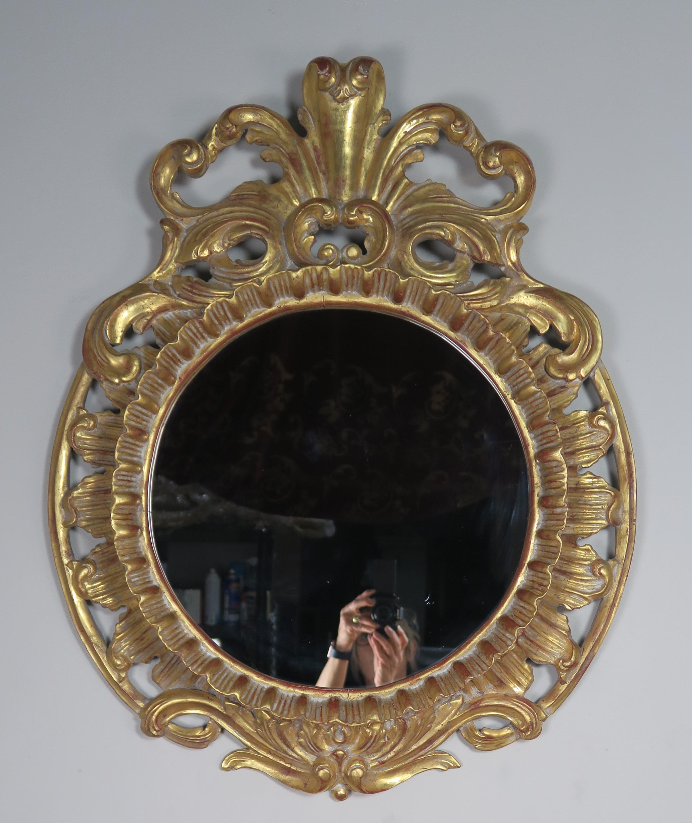 Gilt French Rococo Style Gold Leaf Carved Mirror