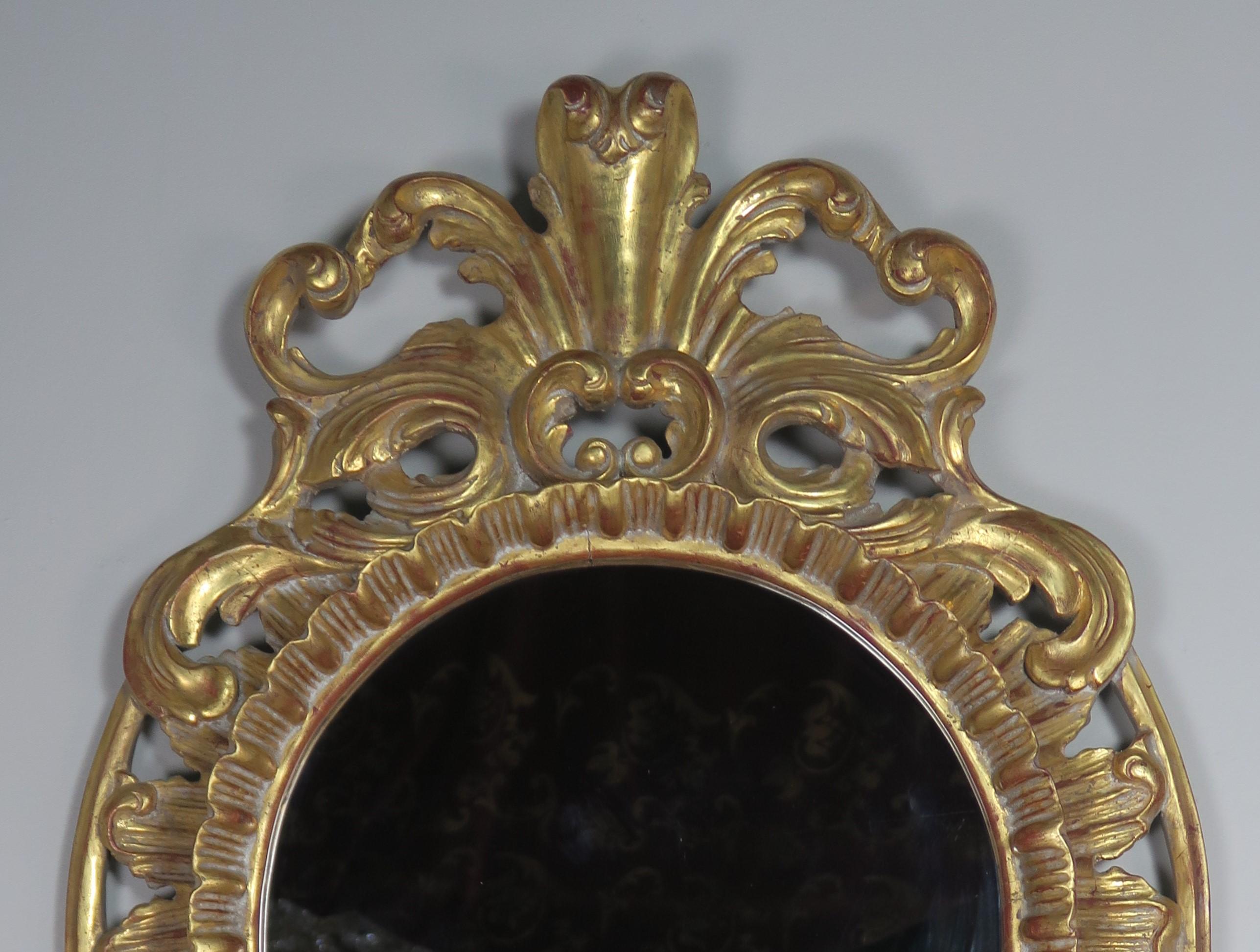 Mid-20th Century French Rococo Style Gold Leaf Carved Mirror