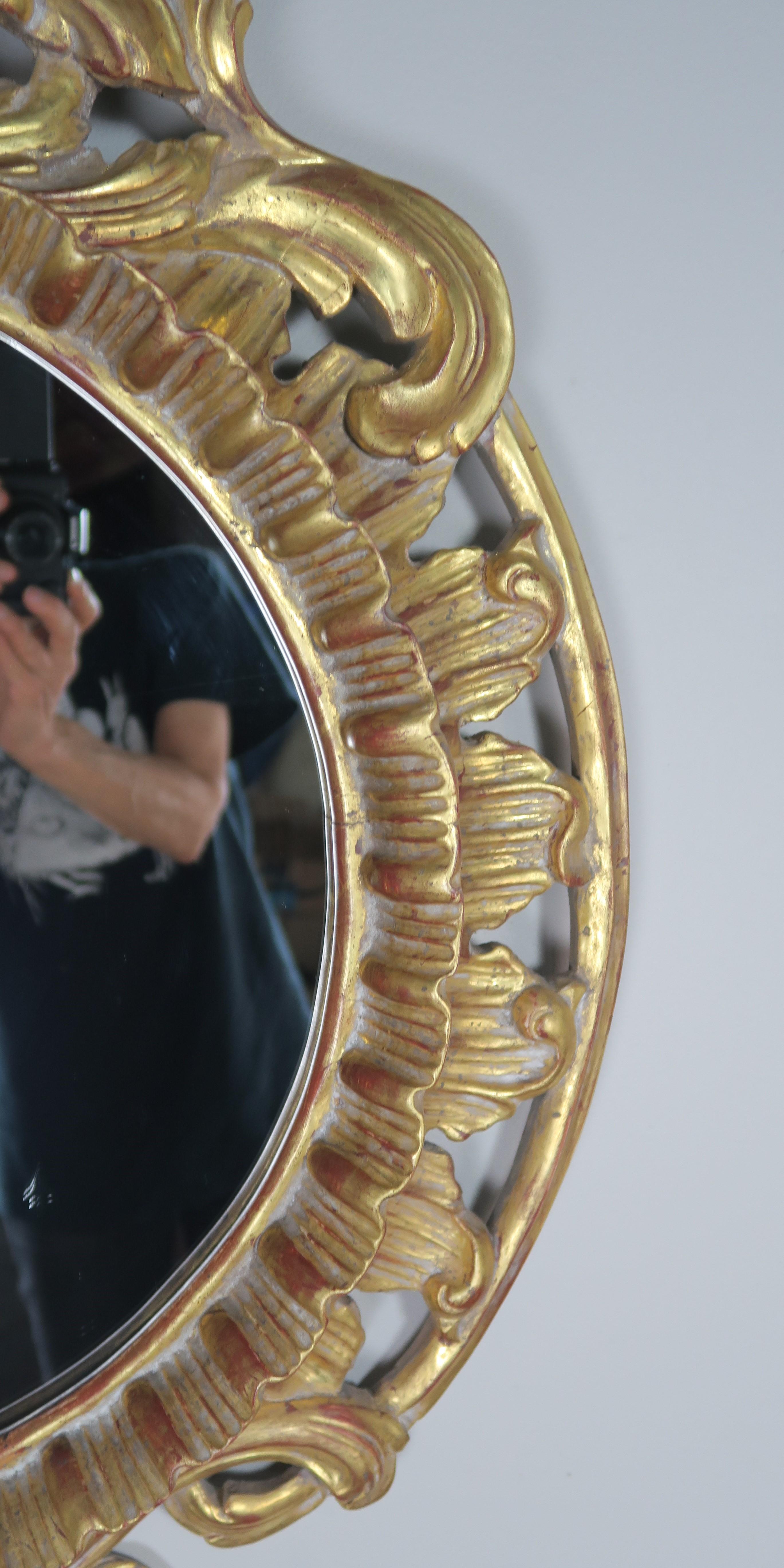 French Rococo Style Gold Leaf Carved Mirror 1